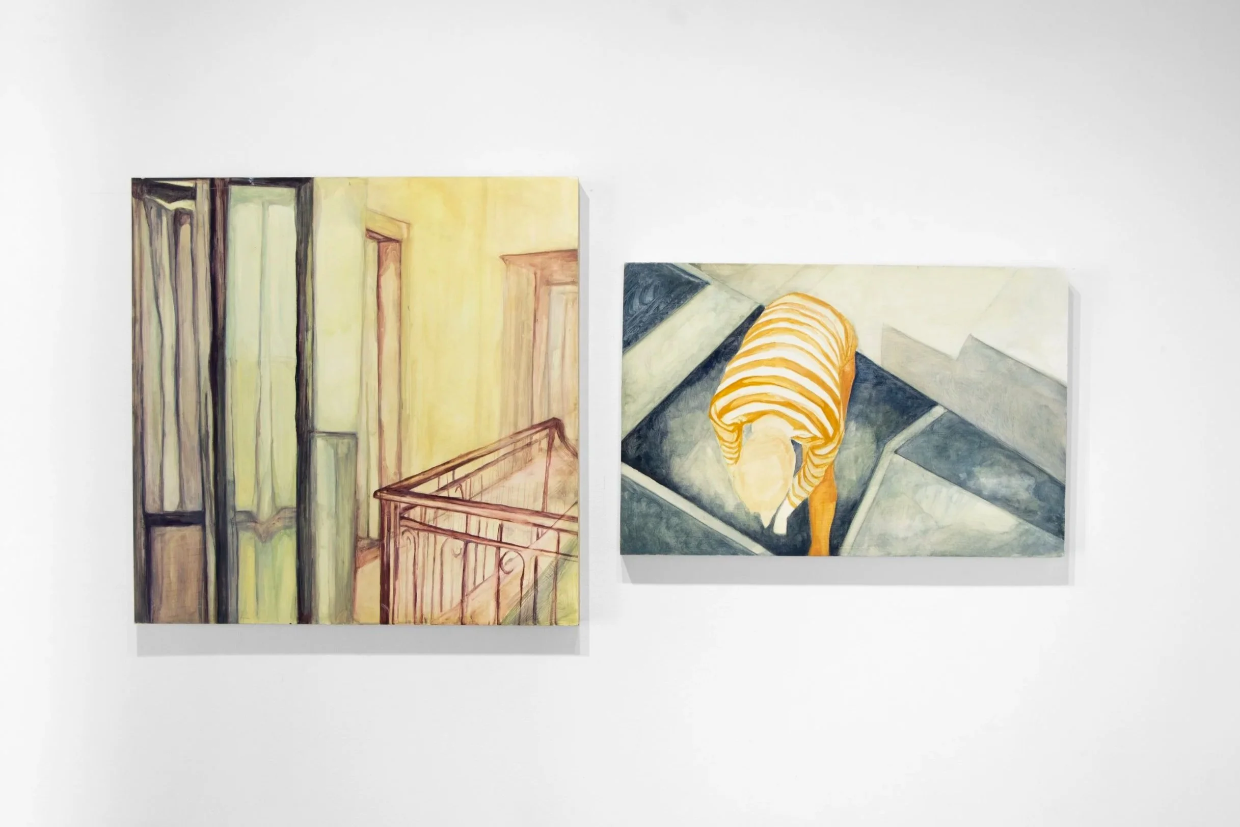 Left -Carrara, Un posto dove incontrarsi
Oil Paint on Wood Panel
36' x 36', Right - Cheapest Ride You Can Get In Venice, Oil Paint on Wood Panel 3.5' x 32'