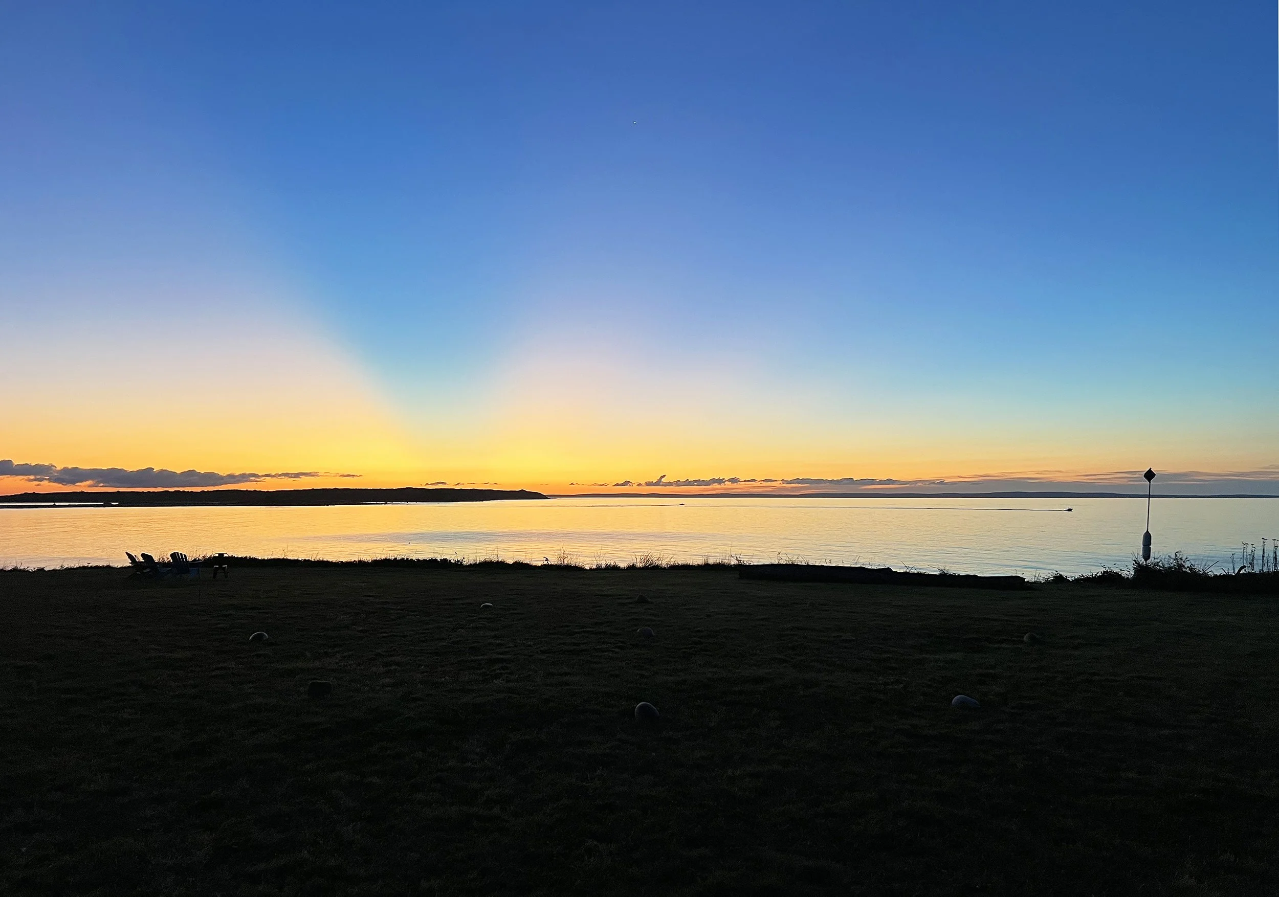 Sunrise facing due east with Venus above, September 13, 2025, 5:56am EST