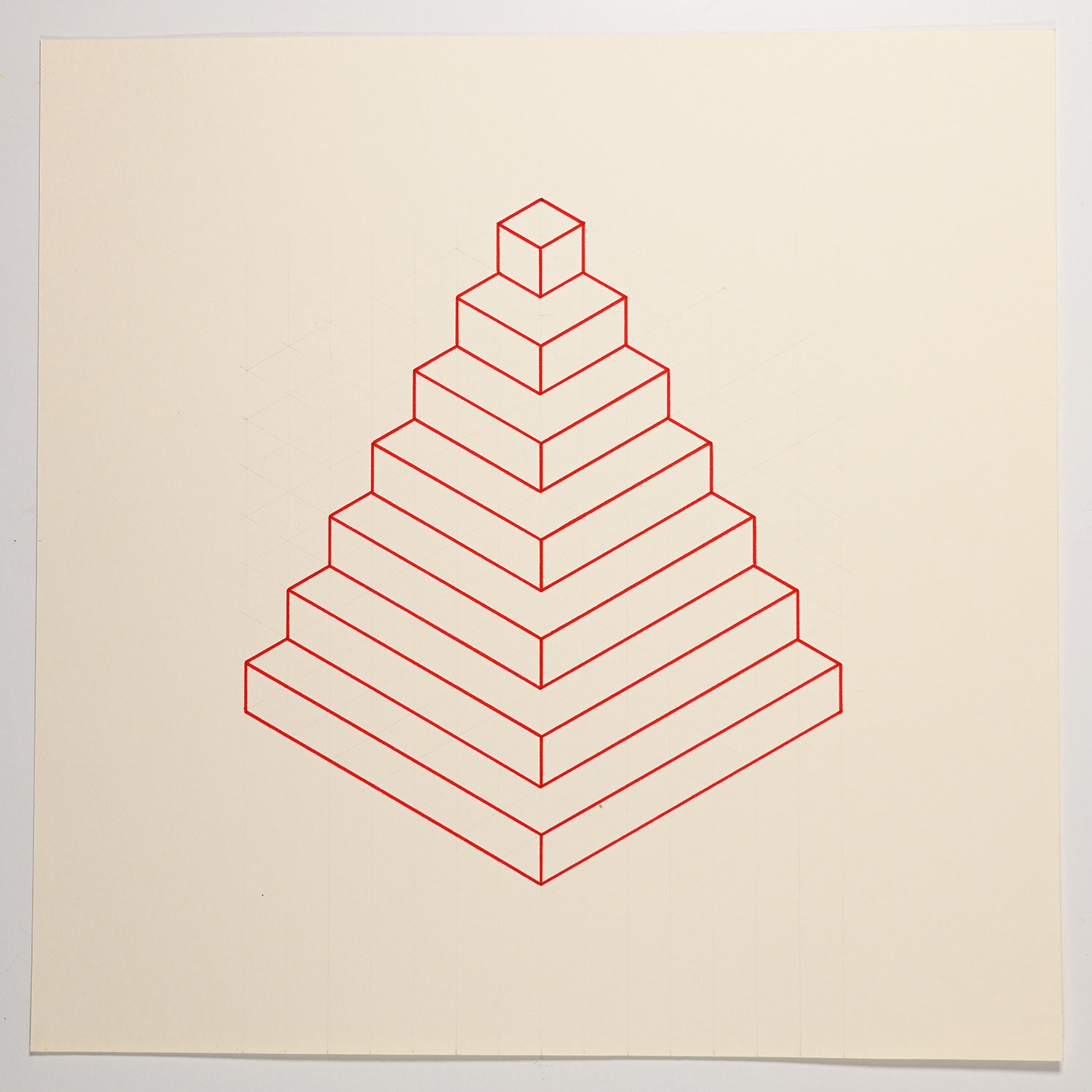 Matthew Deleget, On, In, Around & Through 76, 2001, Red ink and graphite on cream paper, 12 x 12 inches, #988
