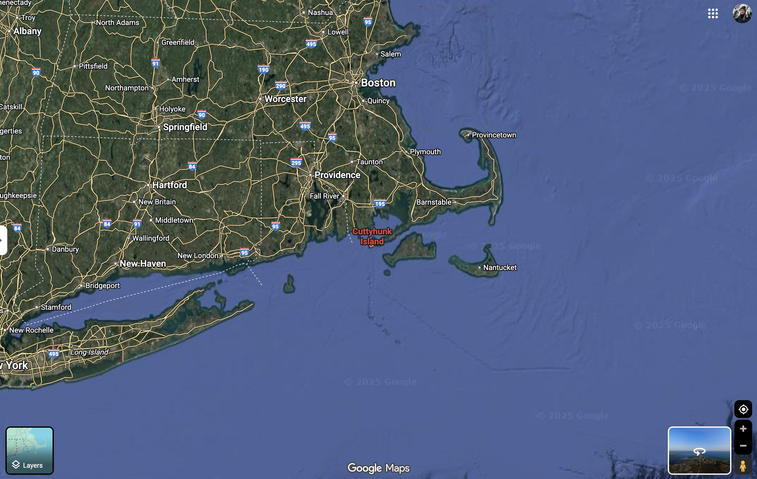 Map showing location of Cuttyhunk Island.