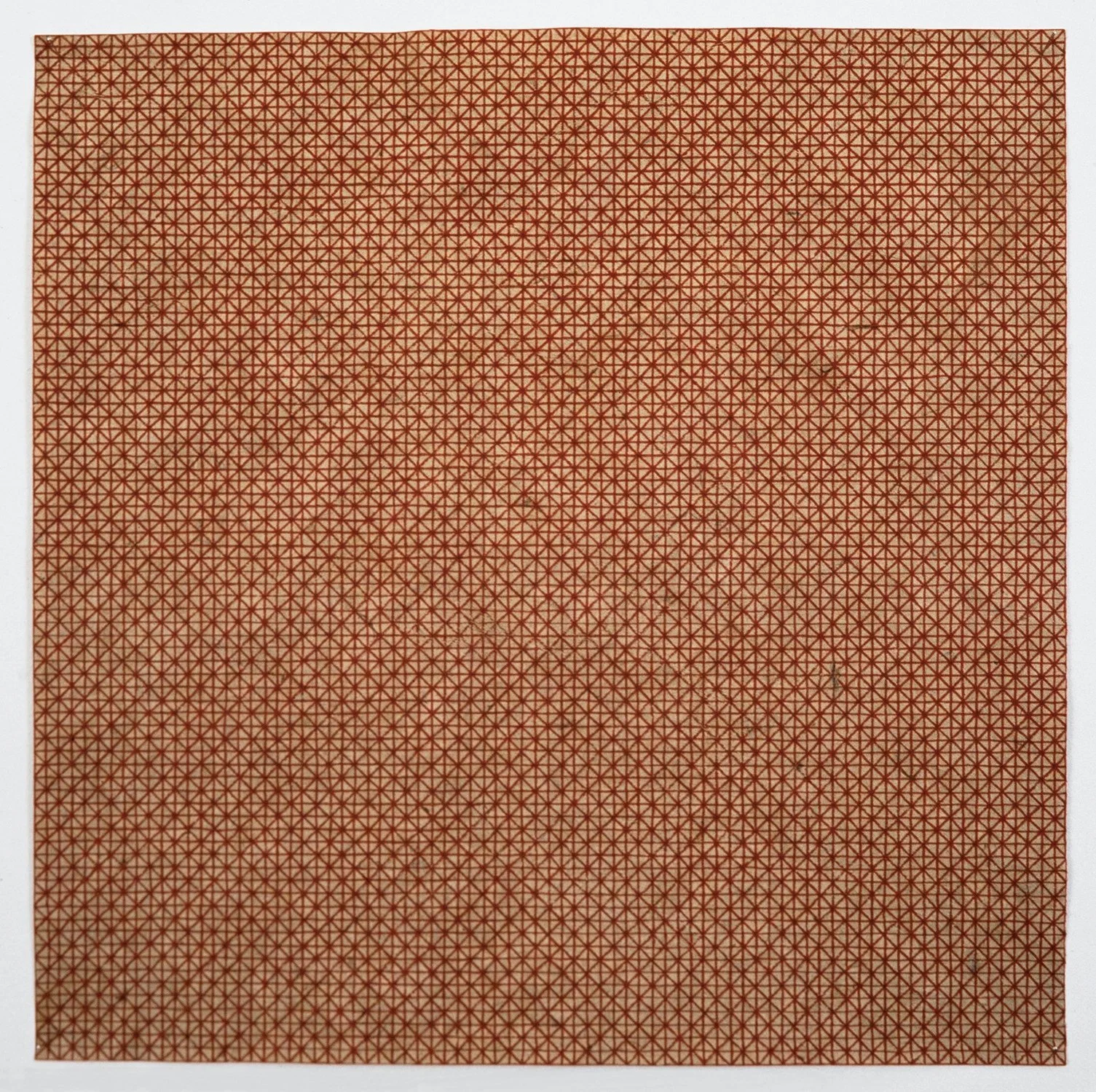 Matthew Deleget, Red Cosmic Lattice, 1997, Ink on handmade paper, 20 x 20 inches