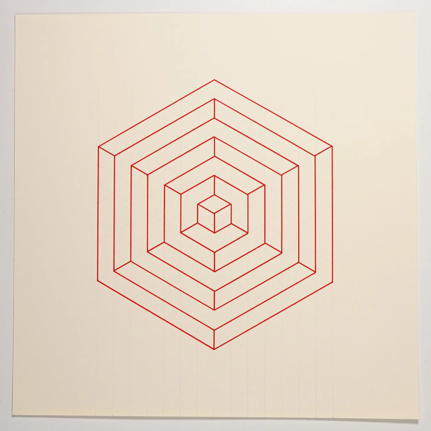 Matthew Deleget, On, In, Around & Through 66, 2001, Red ink and graphite on cream paper, 12 x 12 inches, #978