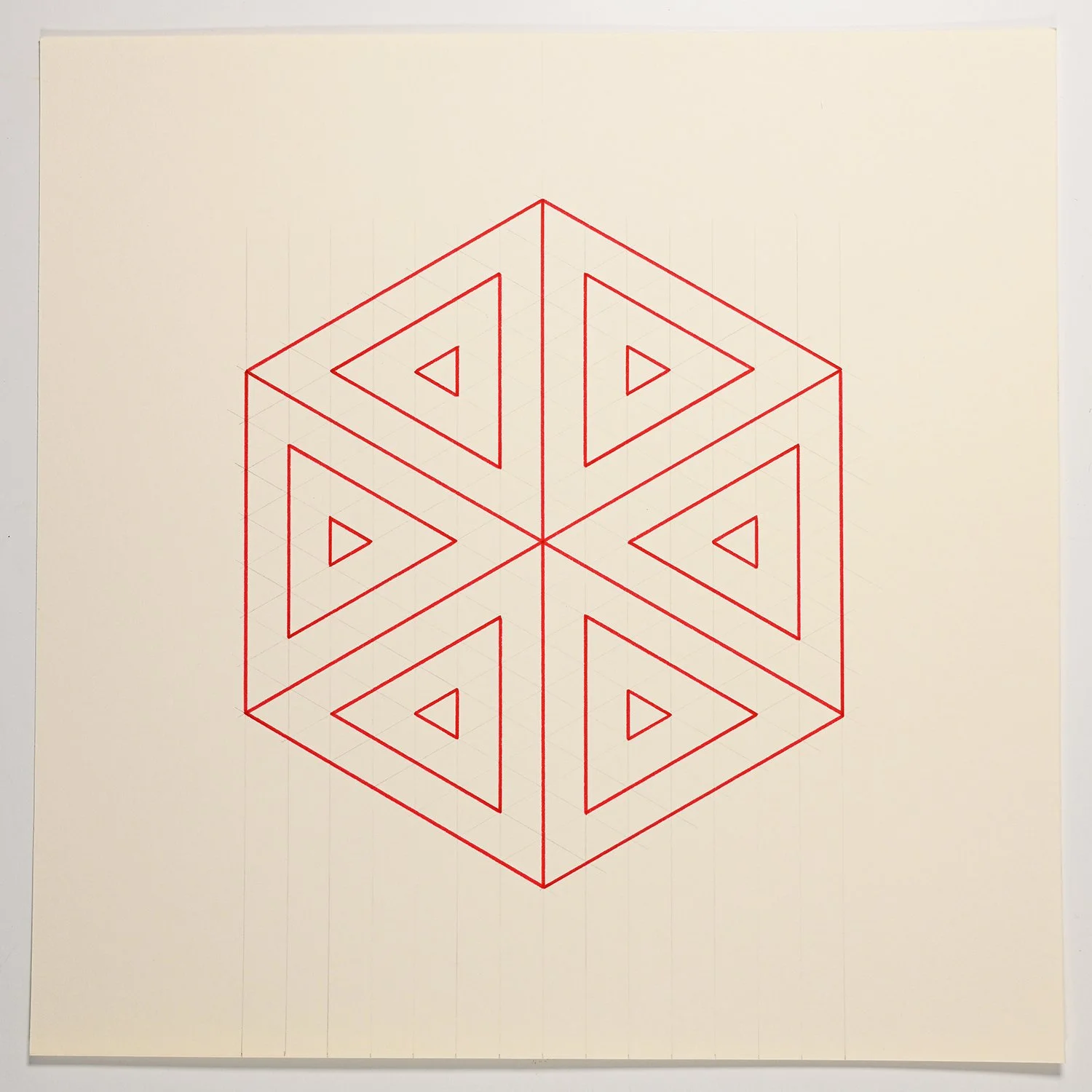 Matthew Deleget, On, In, Around & Through 43, 2001, Red ink and graphite on cream paper, 12 x 12 inches, #955