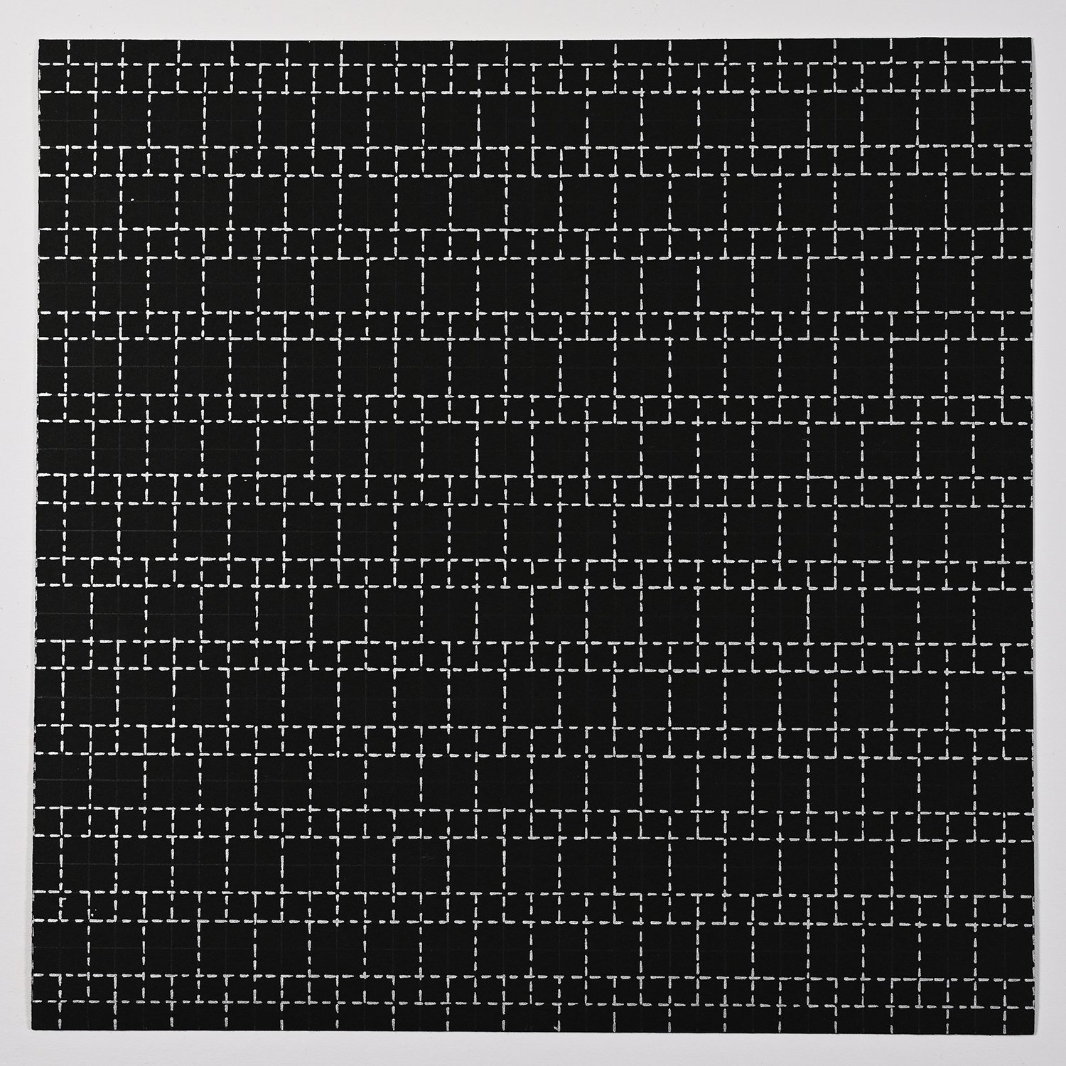 Matthew Deleget, Cosmic Architecture (Study for Balconies), 1999, Silver metallic ink and pencil on black paper, 9 x 9 inches, #390
