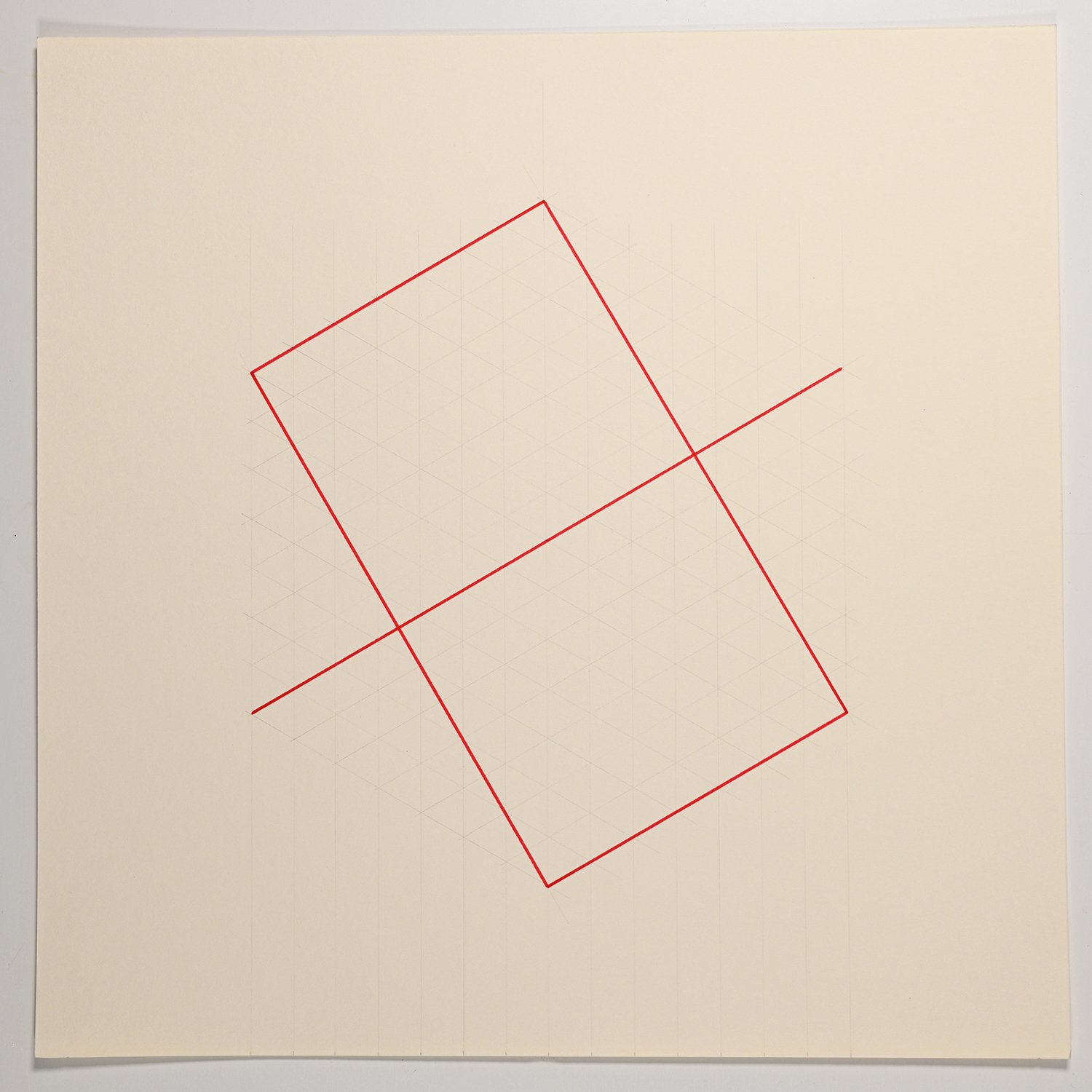 Matthew Deleget, On, In, Around & Through 21, 2001, Red ink and graphite on cream paper, 12 x 12 inches, #933