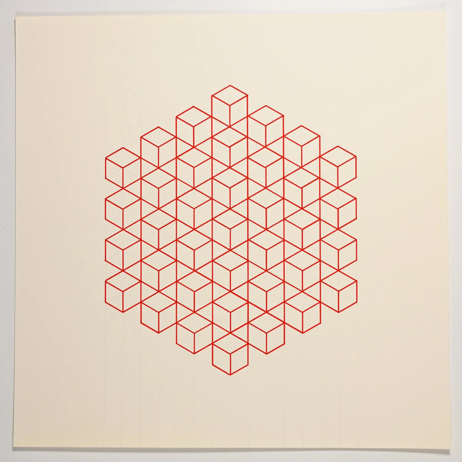 Matthew Deleget, On, In, Around & Through 45, 2001, Red ink and graphite on cream paper, 12 x 12 inches, #957