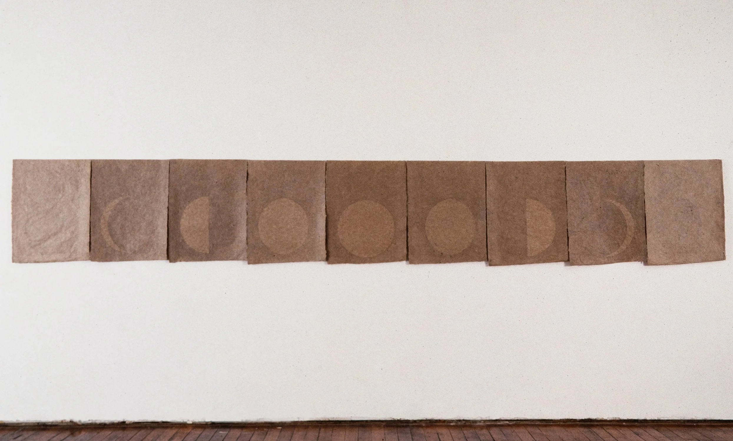 Matthew Deleget, Phases of the Moon, 1995-1996, Graphite on 9 handmade papers, Dimensions variable, approximately 30 x 198 inches, #638