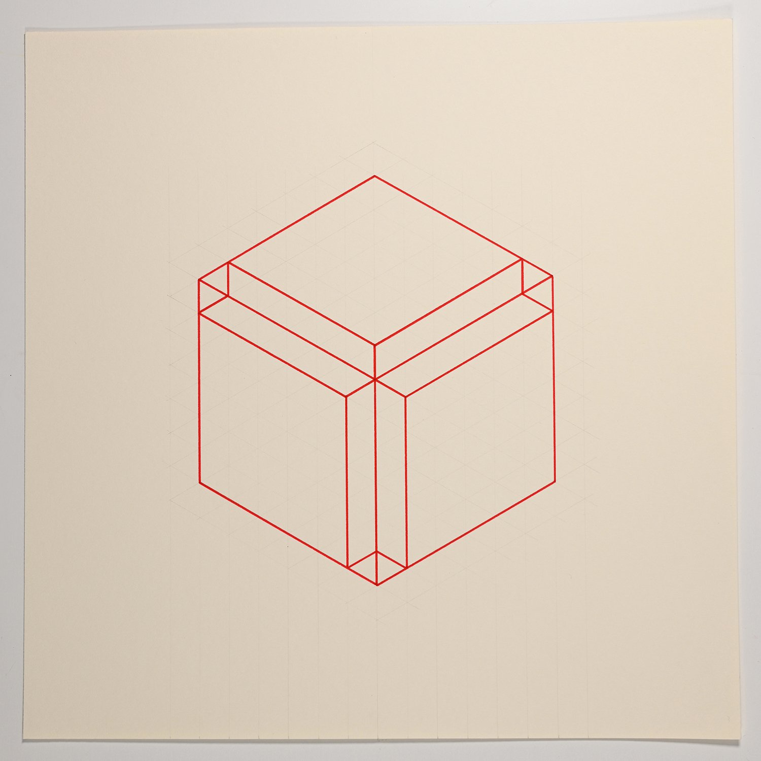 Matthew Deleget, On, In, Around & Through 33, 2001, Red ink and graphite on cream paper, 12 x 12 inches, #945