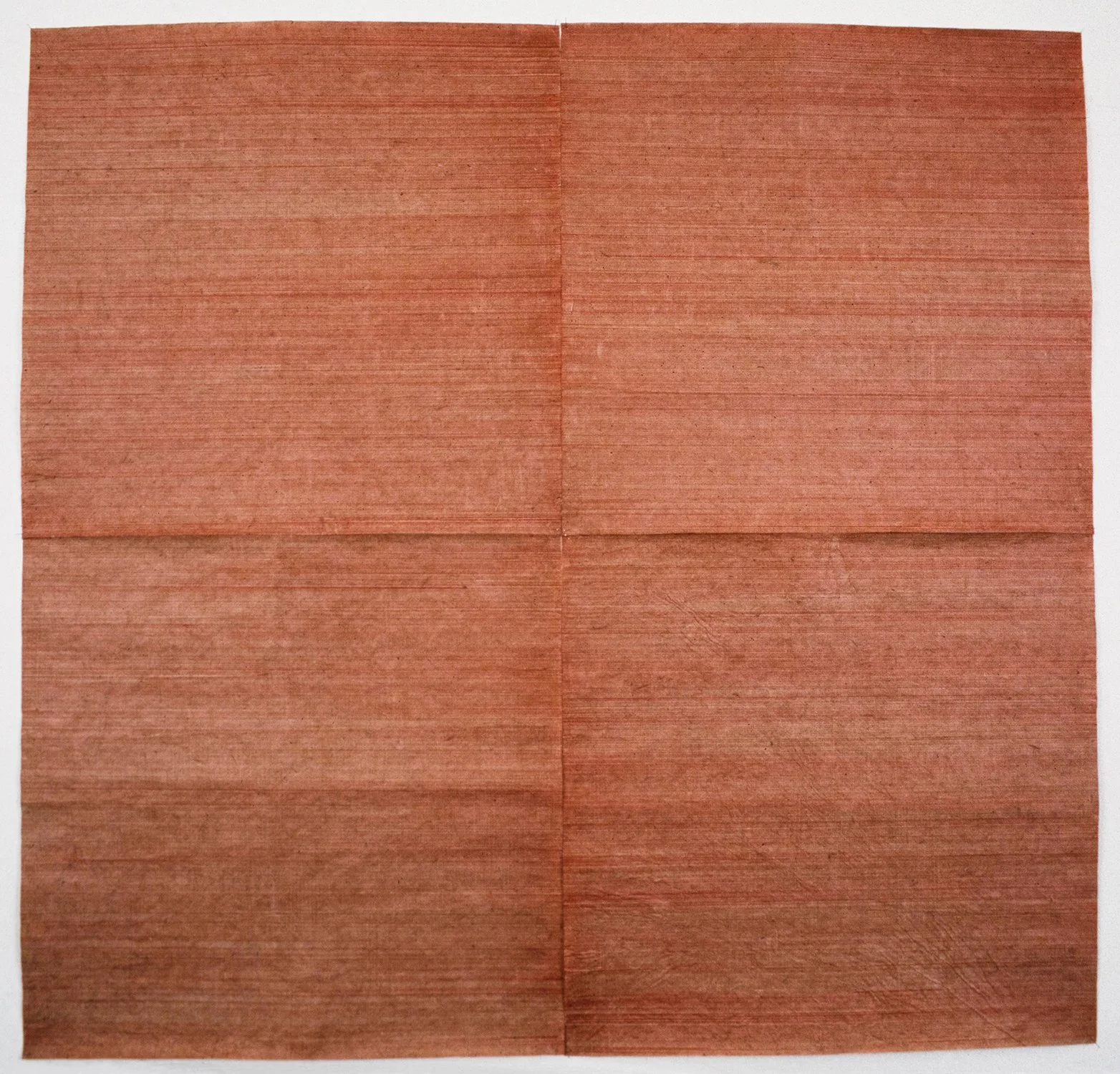 Matthew Deleget, Red Cosmic Equilibrium, 1997, Ink on 4 handmade papers, 54 x 56 inches