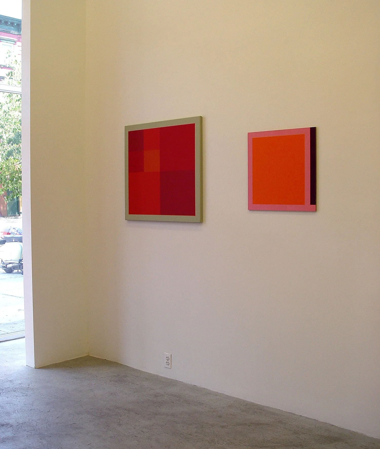 Exhibition view in Ideal: Selections from the American Abstract Artists, Metaphor Contemporary Art, Brooklyn, NY, 2005, Curated by Rene Lynch (right: Matthew Deleget)