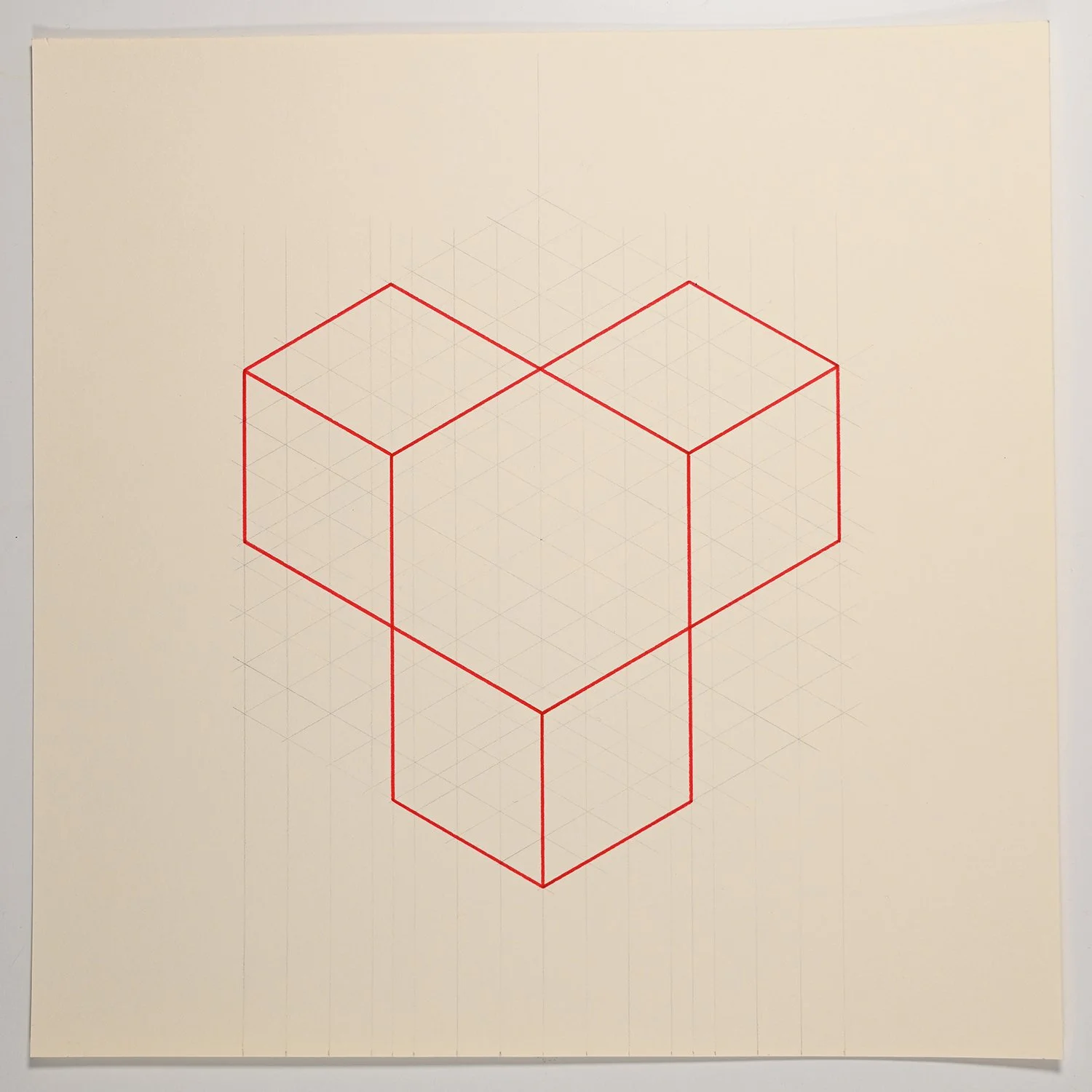 Matthew Deleget, On, In, Around & Through 28, 2001, Red ink and graphite on cream paper, 12 x 12 inches, #940