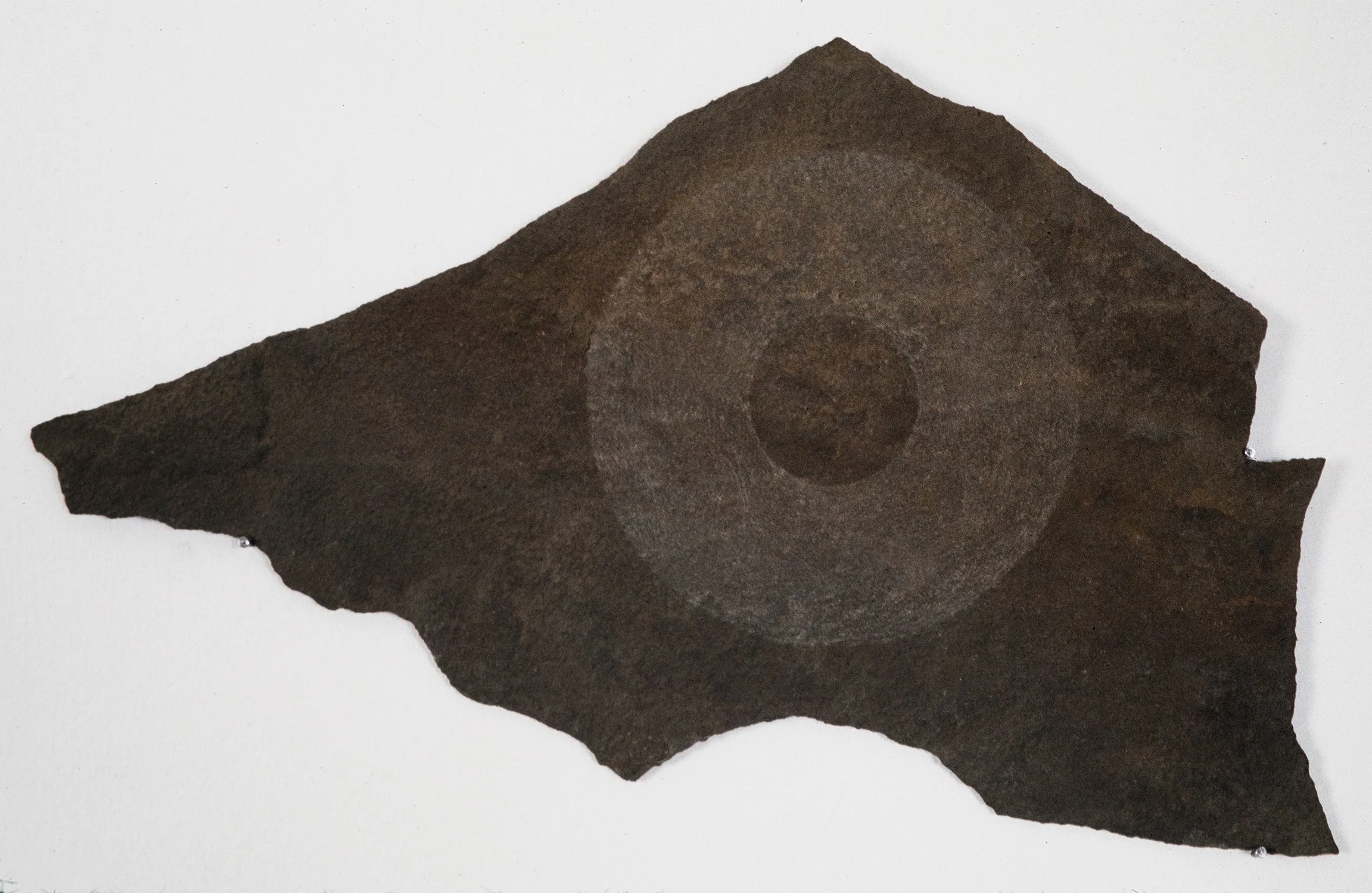 Matthew Deleget, Petroglyph (Umbra 2), 1996, Scraped slate stone, 15 x 9 inches