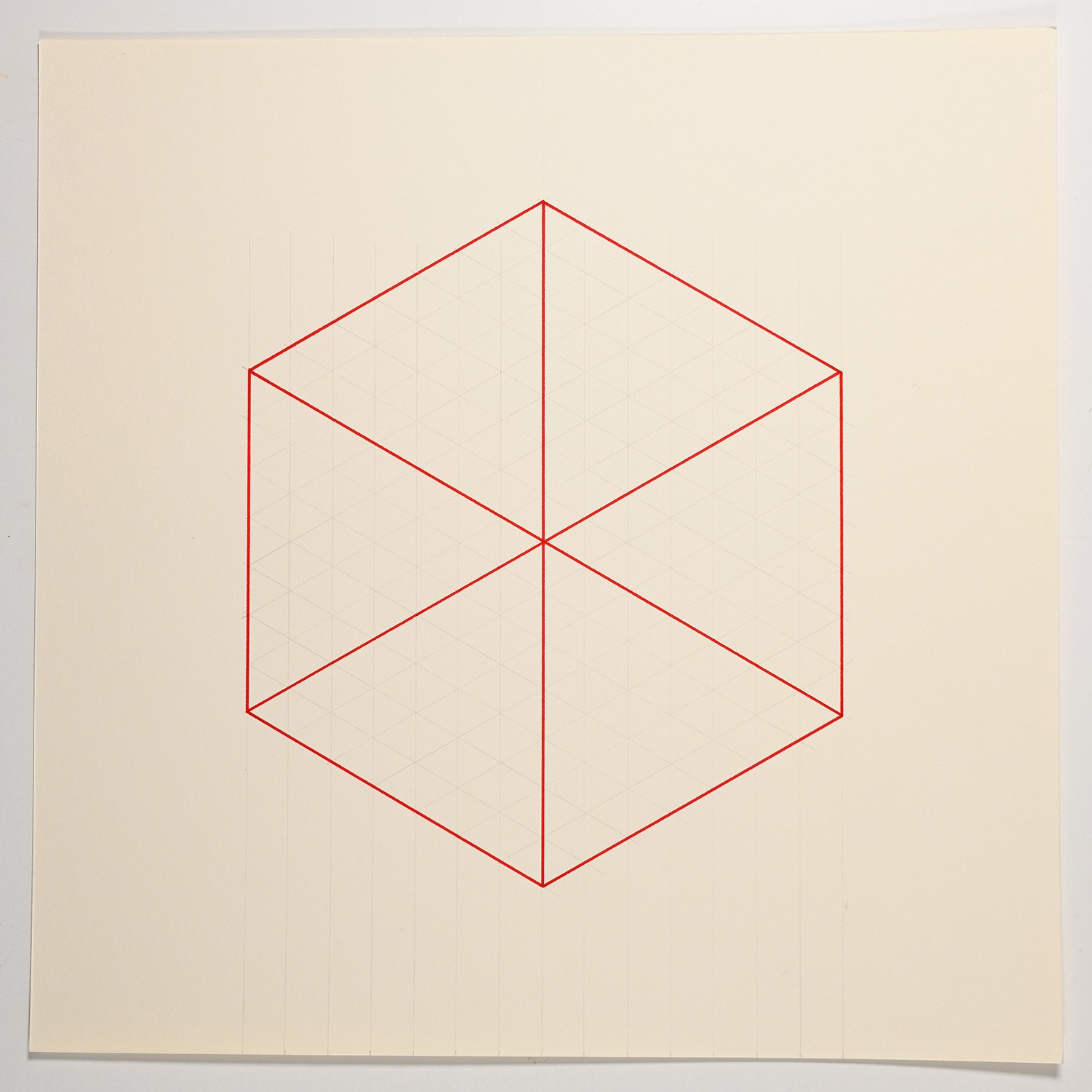 Matthew Deleget, On, In, Around & Through 48, 2001, Red ink and graphite on cream paper, 12 x 12 inches, #960