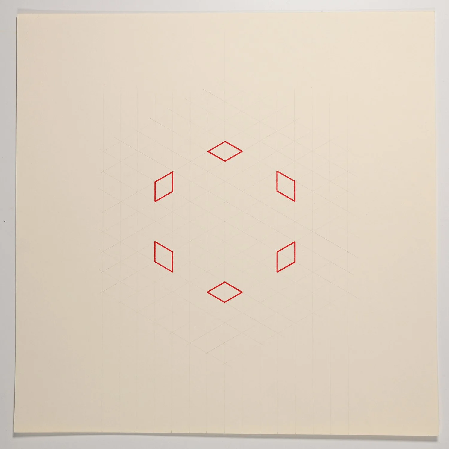 Matthew Deleget, On, In, Around & Through 23, 2001, Red ink and graphite on cream paper, 12 x 12 inches, #935