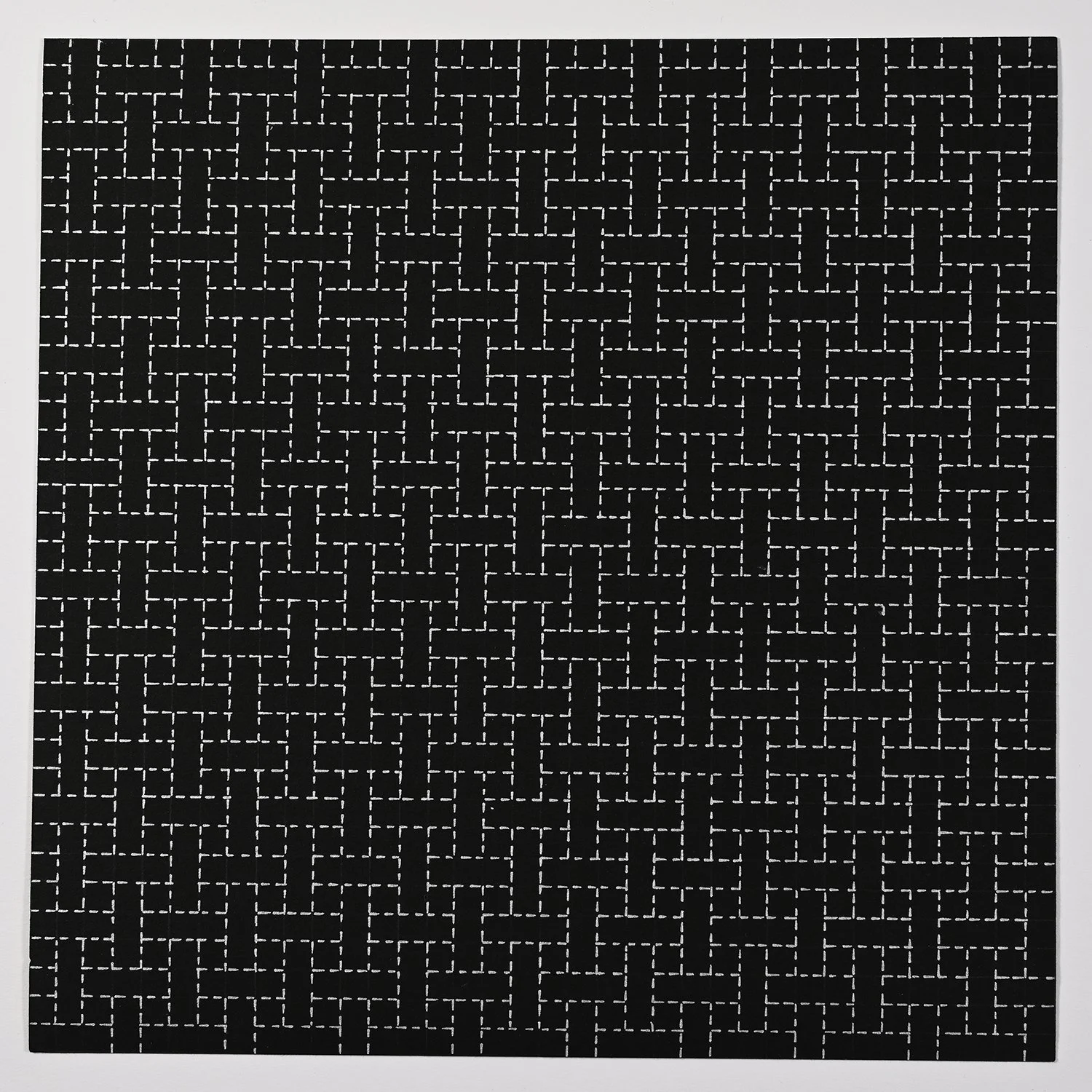 Matthew Deleget, Cosmic Weaving, 1999, Silver metallic ink and pencil on black paper, 9 x 9 inches, #227