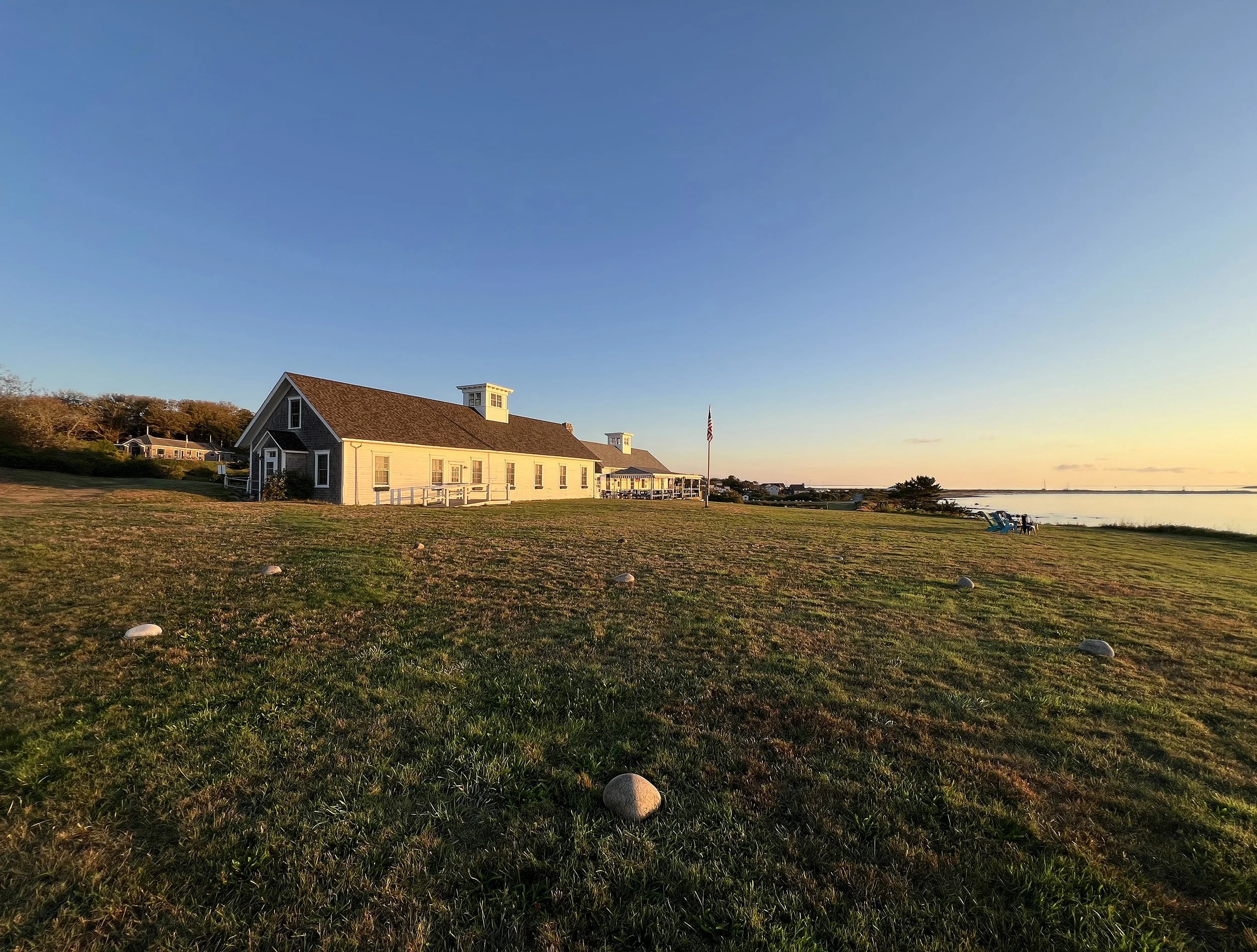 Sunrise facing due north with the Cuttyhunk Fishing Club at rear, September 13, 2025, 6:40am EST