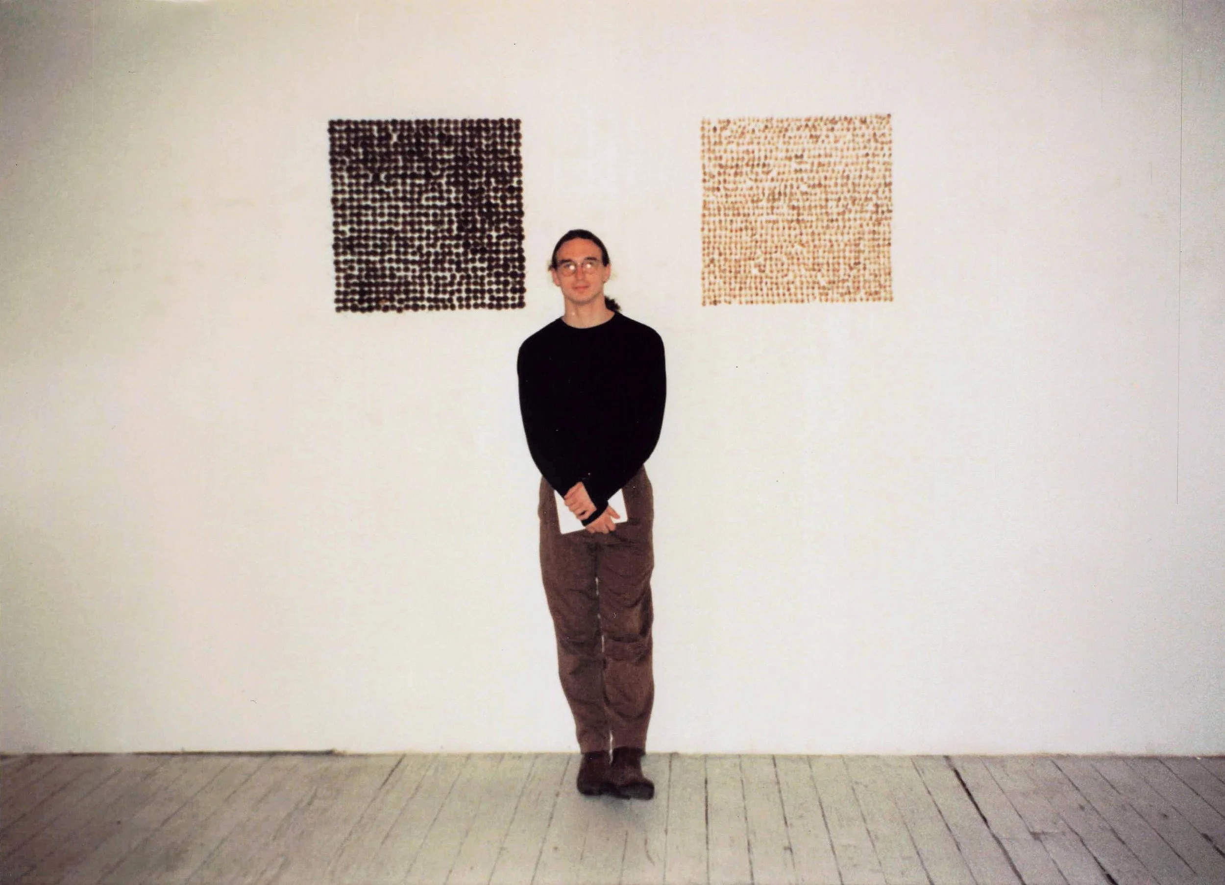 Very first exhibition in NYC: Assembled #5, 450 Broadway Gallery, NY, 1995 (Artworks: Seed Grids 1 & 2, 1995, Tree seeds, sewing pins, 24 x 24 inches each