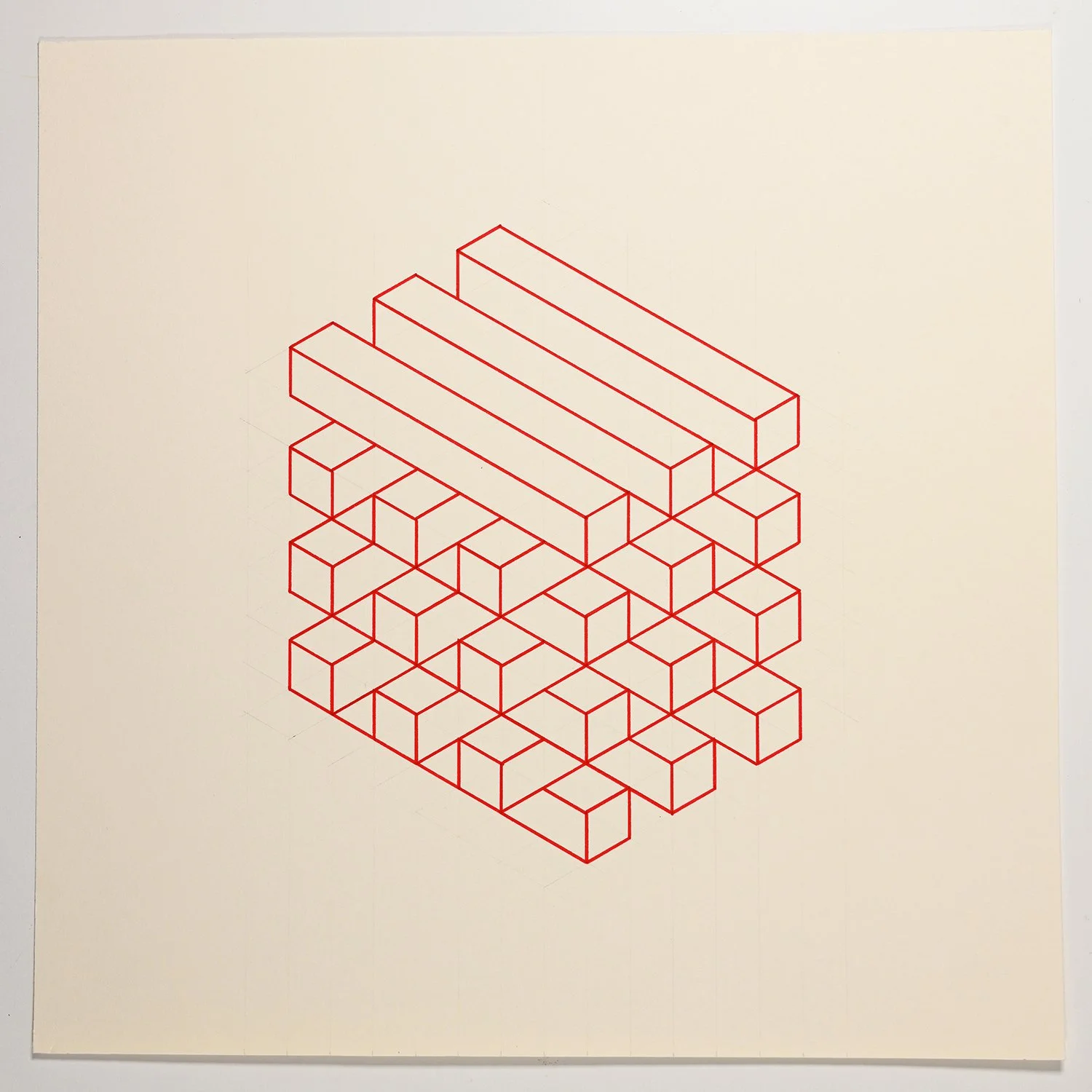 Matthew Deleget, On, In, Around & Through 61, 2001, Red ink and graphite on cream paper, 12 x 12 inches, #973