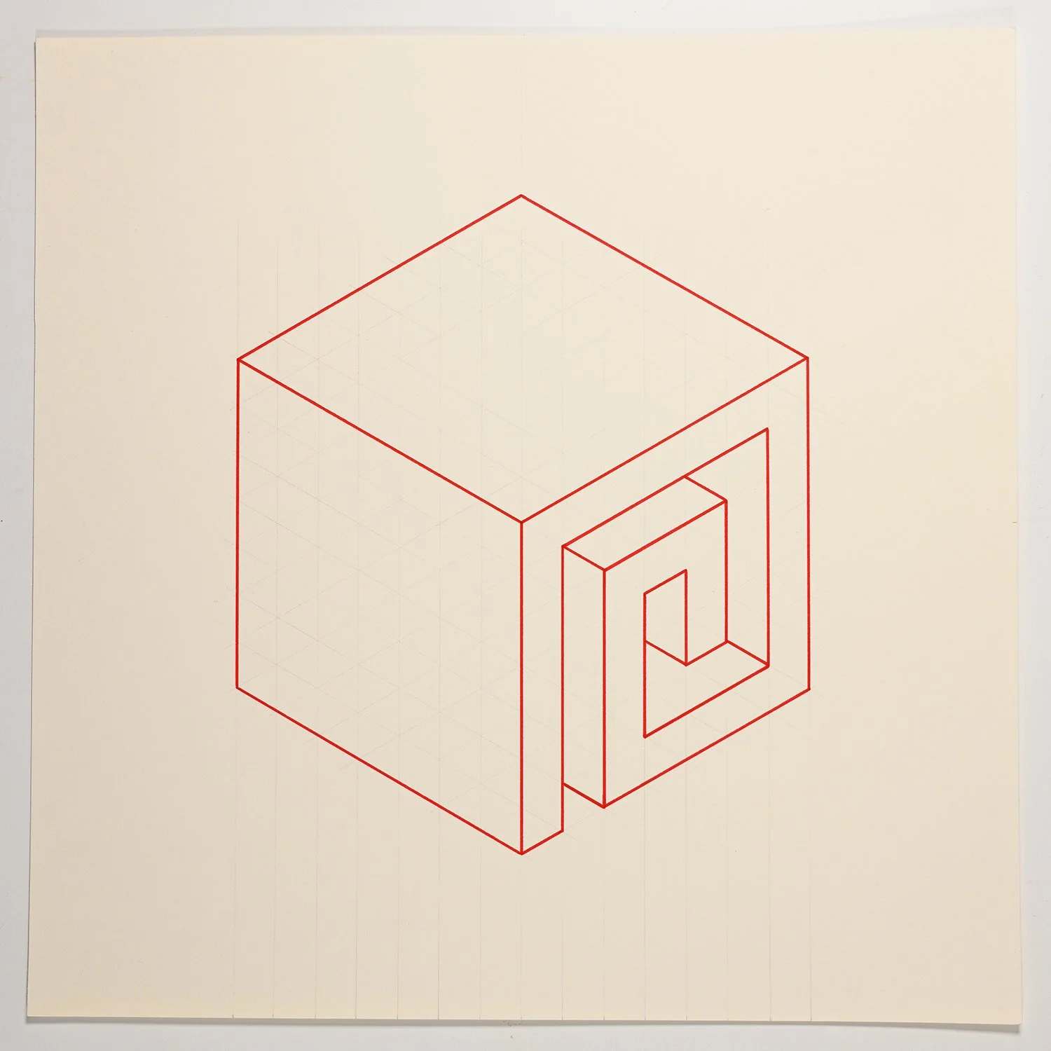Matthew Deleget, On, In, Around & Through 51, 2001, Red ink and graphite on cream paper, 12 x 12 inches, #963
