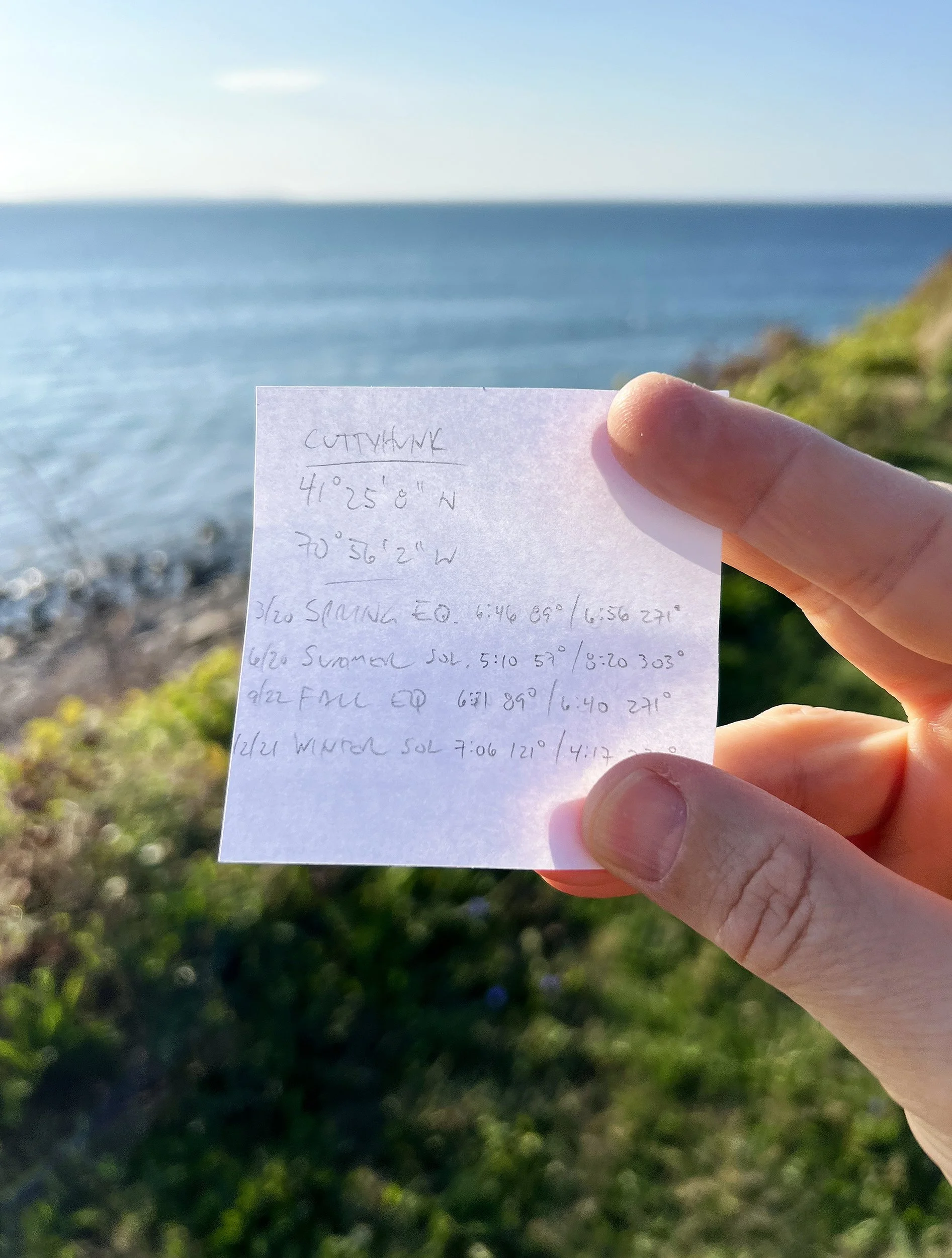 Note with my calculations for laying out the stones for Cuttyhenge.