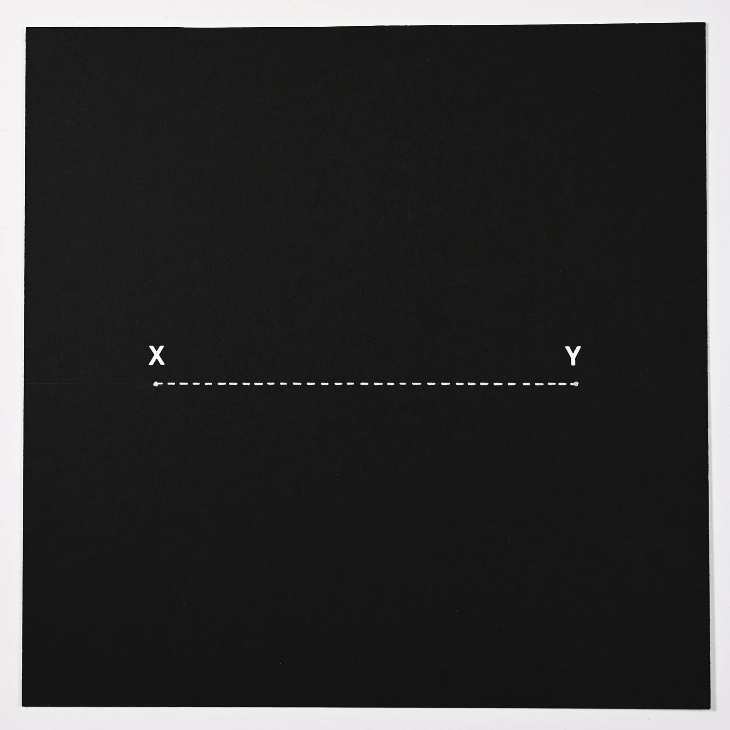 Matthew Deleget, X and Y, 2000, Silver metallic ink, pencil, and vinyl letters on black paper, 9 x 9 inches, #402