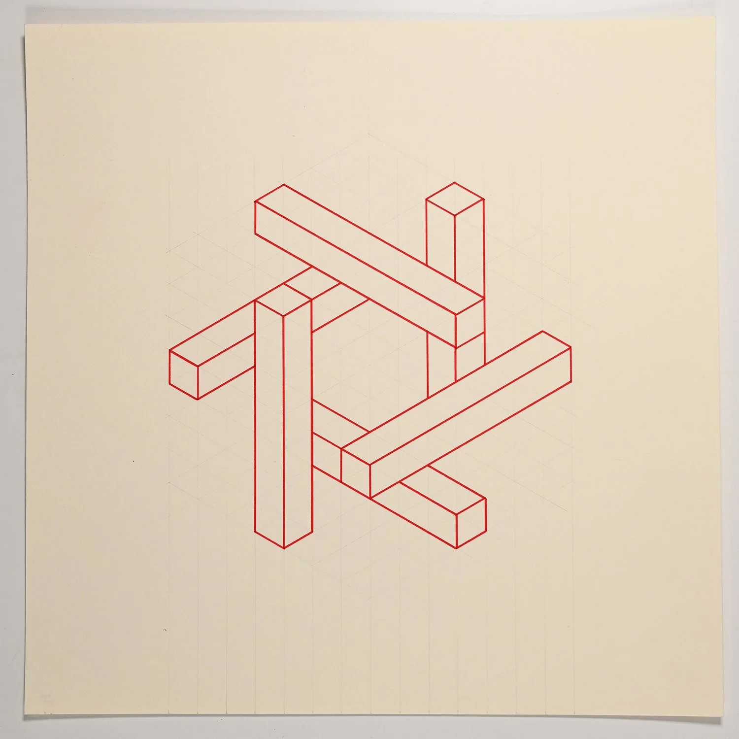 Matthew Deleget, On, In, Around & Through 11, 2001, Red ink and graphite on cream paper, 12 x 12 inches, #923