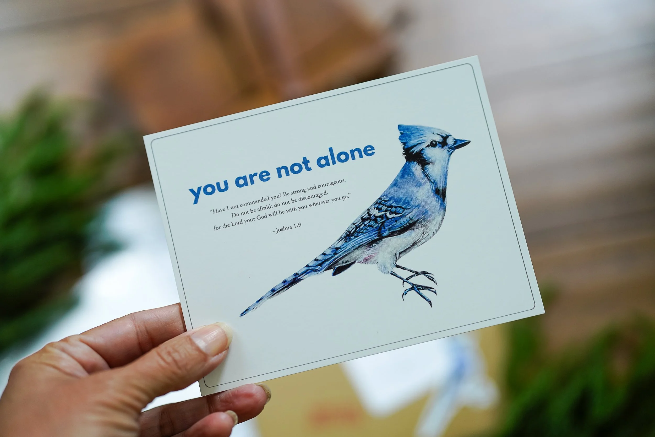Blue jay watercolor pass-along postcard from The OUT Post outdoor snail mail subscription by Heidi Joy