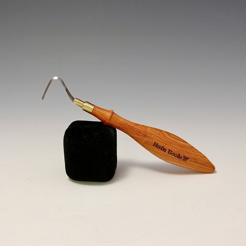 7-Shaped Tungsten Carbide Open Loop Tool with Oval Rosewood Handle~ The Hardest Pottery Trimming Tool Designed by Hsin-Chuen Lin