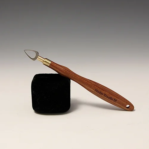 The Arch~ Tungsten Carbide Sgraffito Carving Tool with Small Mopane Handle: The Hardest Pottery Sgraffito Tool Designed by Hsin-Chuen Lin
