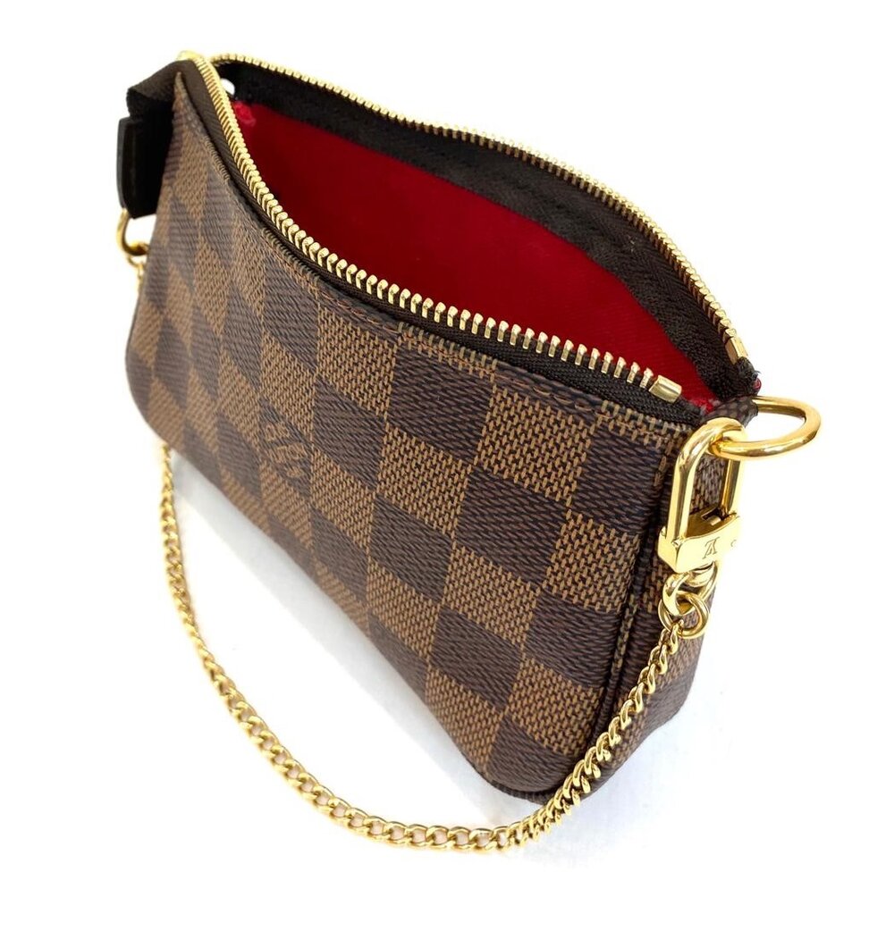 Louis+Vuitton+Pochette+Accessoires+Red+Interior+Pouch+Mini+Brown+Canvas for  sale online