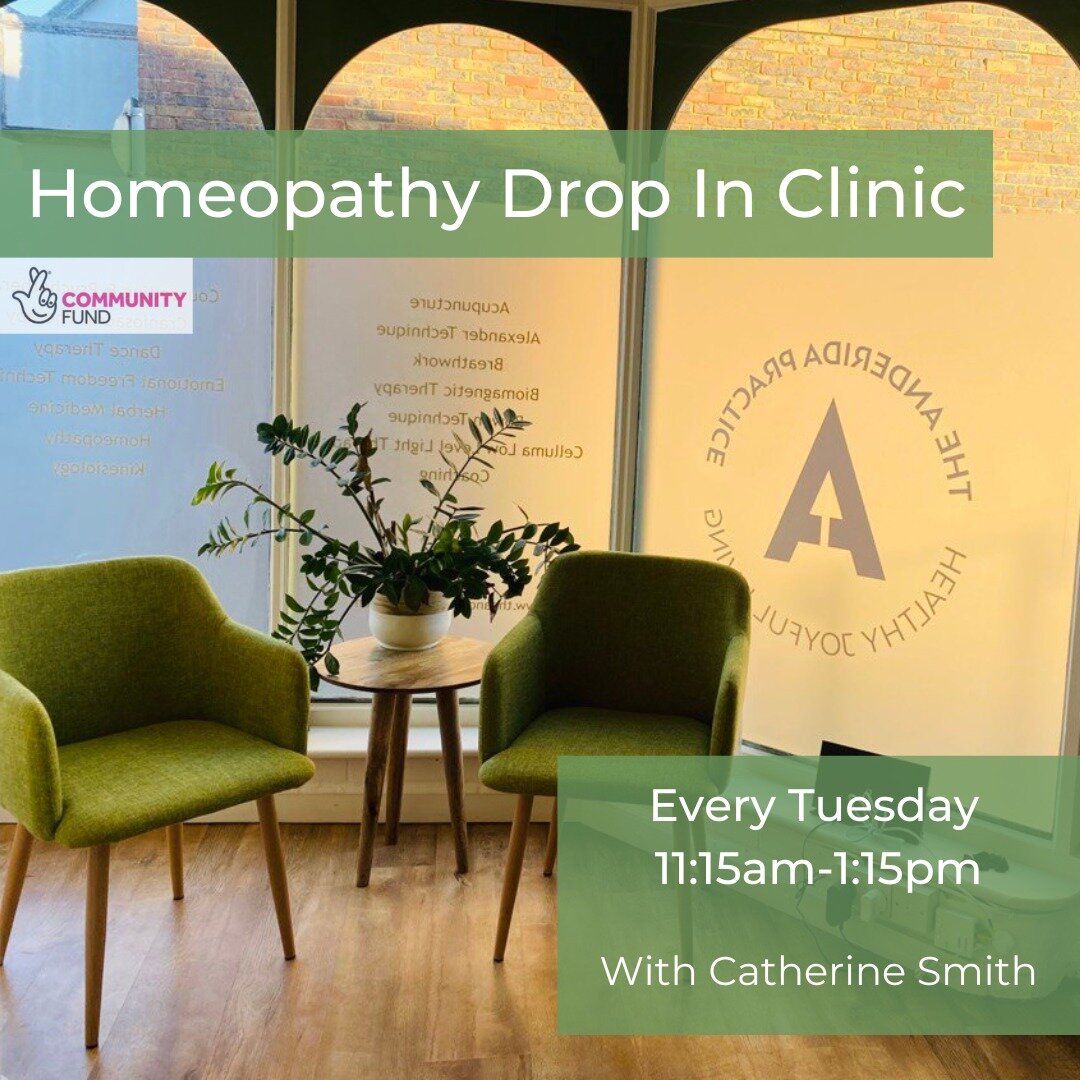 Every Tuesday at the practice we host a Homeopathy Drop In Clinic, run by Catherine.
The Drop In Clinic is open to anyone for homeopathic and holistic health advice for common ailments such as coughs, colds, hayfever, exam nerves etc.

Every Tuesday 