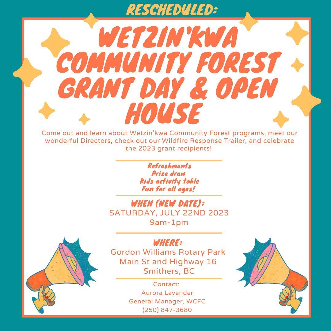 RESCHEDULED: Our Grant Day and Open House Event, originally planned for July 8th 2023, was postponed due to the local wildfire situation with the Powers Creek Fire. We are happy to say that we have rescheduled this event for this coming Saturday, Jul