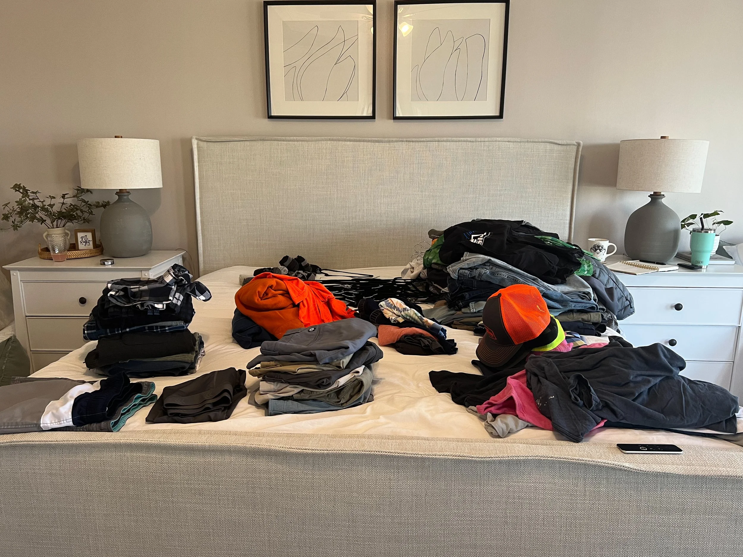 Items sorted and purged for closet organization