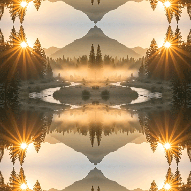 Dawn over a lake with a moutain in the distance