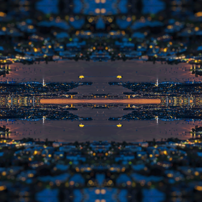 Nightscape with city lights over the harbour