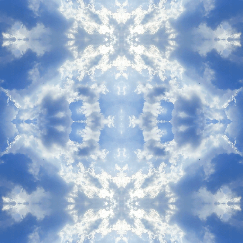 Clouds in a blue sky with mirror effect