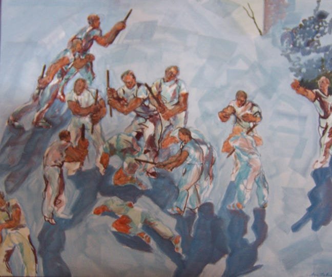 “I Can’t Remember,” Egg tempera on wood 36”x44” 1985