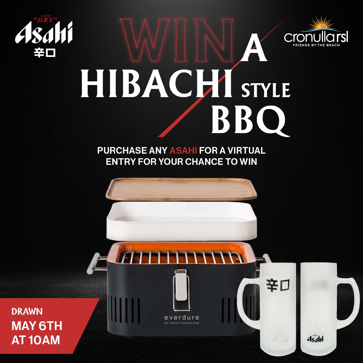 You might just be the lucky winner to win a Hibachi-style BBQ 🍖

All you have to do is purchase any Asahi for a virtual entry for your chance to WIN! 🍻

Drawn May 6th at 10am!

#cronullarsl #cronulla #winhibachibbq #cronullabeach #asahibeer