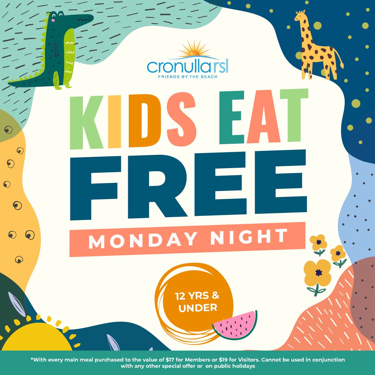 Stop by today for a delicious meal and a fun Monday night with the little ones! Did you know that Kids eat FREE every Monday Night?

For every main meal purchased up to $17 for Members or $19 for Visitors, kids aged 12 years and under get their meal 