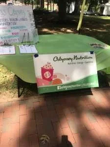 Odyssey Fitness Group’s table at the Ohio U student involvement fair. Photo by Delaney Murray