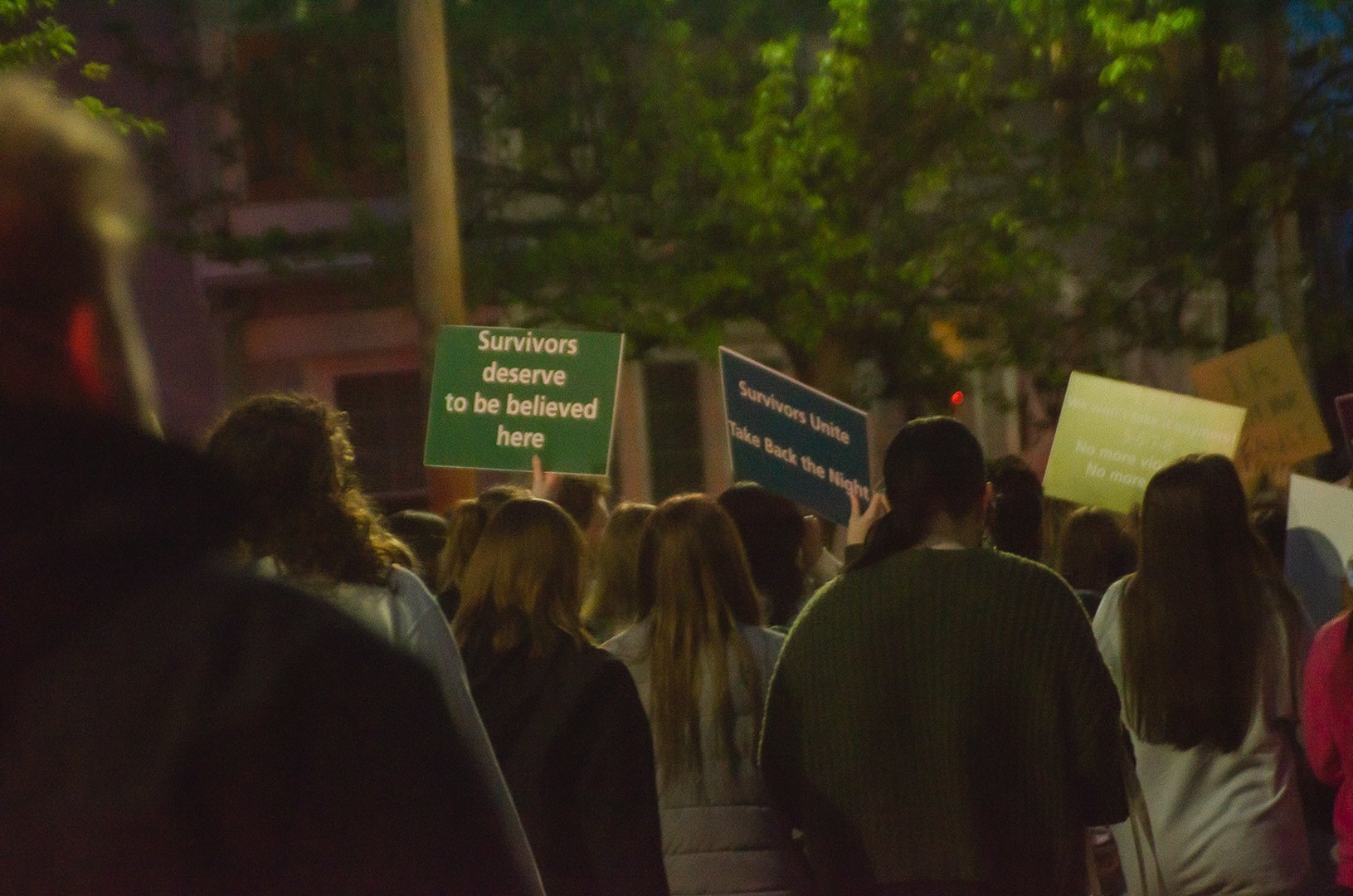  Ohio U Students, faculty, staff and Athenians showed their support for survivors of sexual assault during the 2023 Take Back the Night.  Photo by Jessica Horner.  