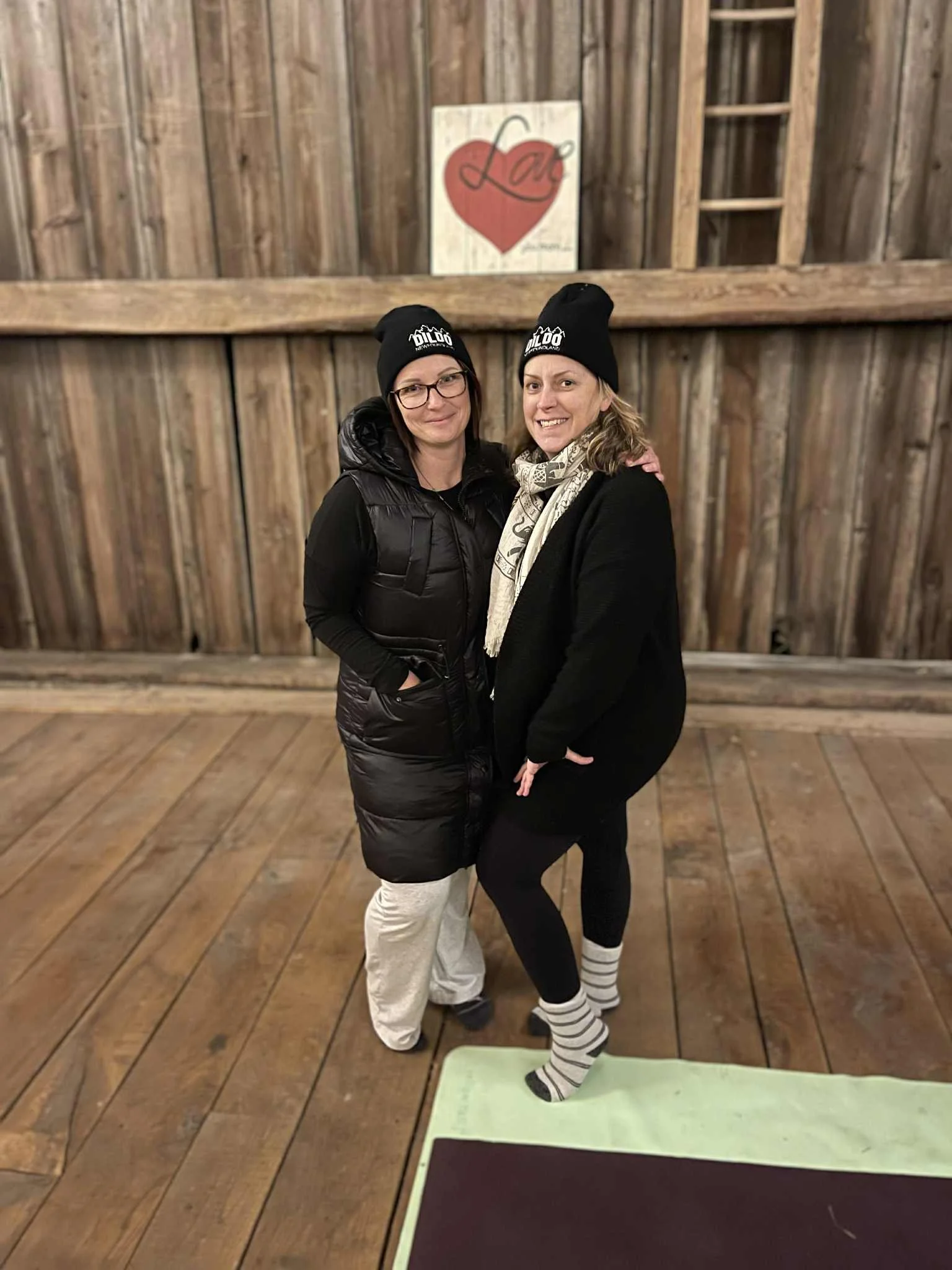 Catherine and Kaylan posing together in the barn at Liberty Way Farm.