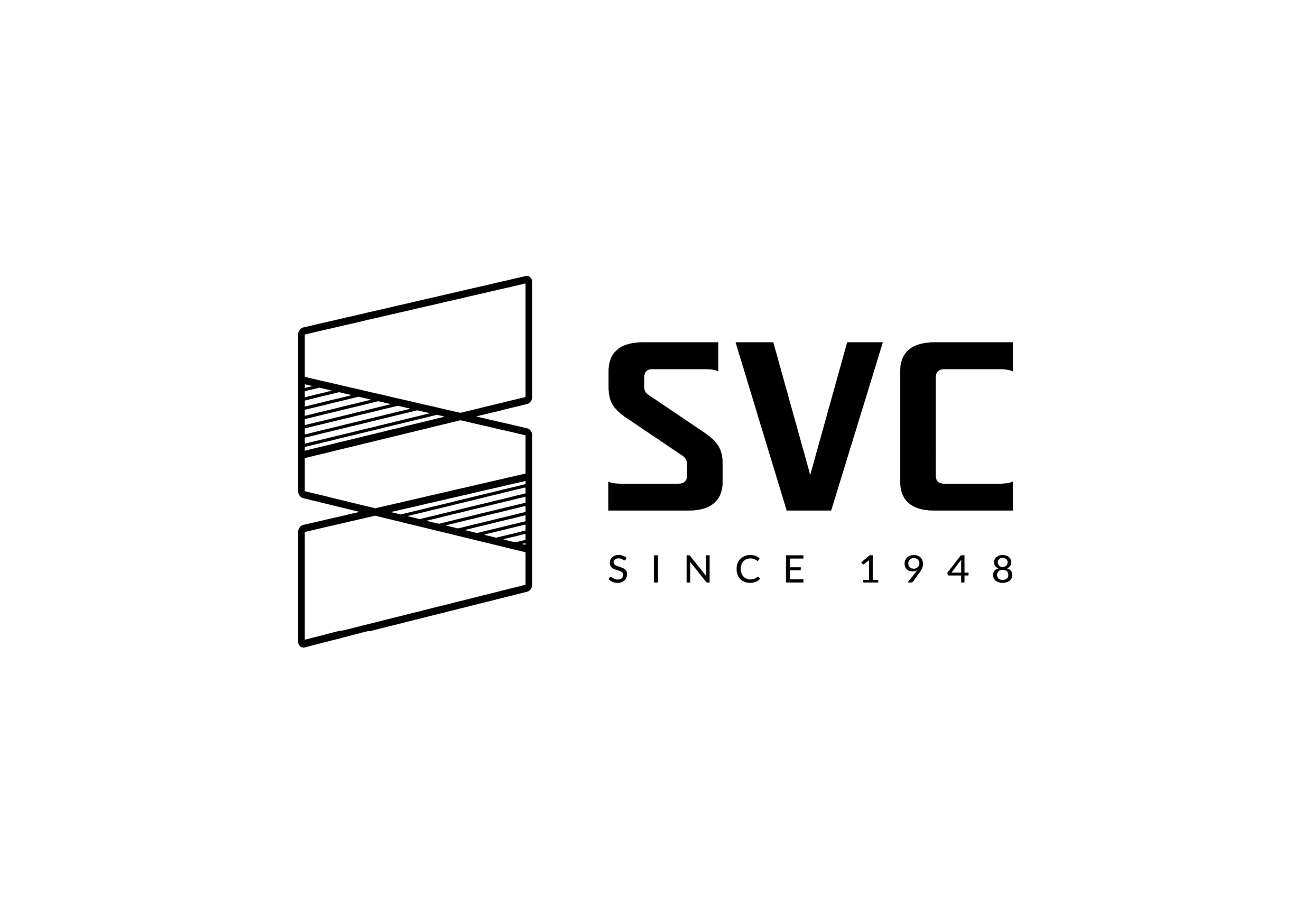 SVC logo with a three-layered geometric shape and the text 'SVC Since 1948' on a black background.