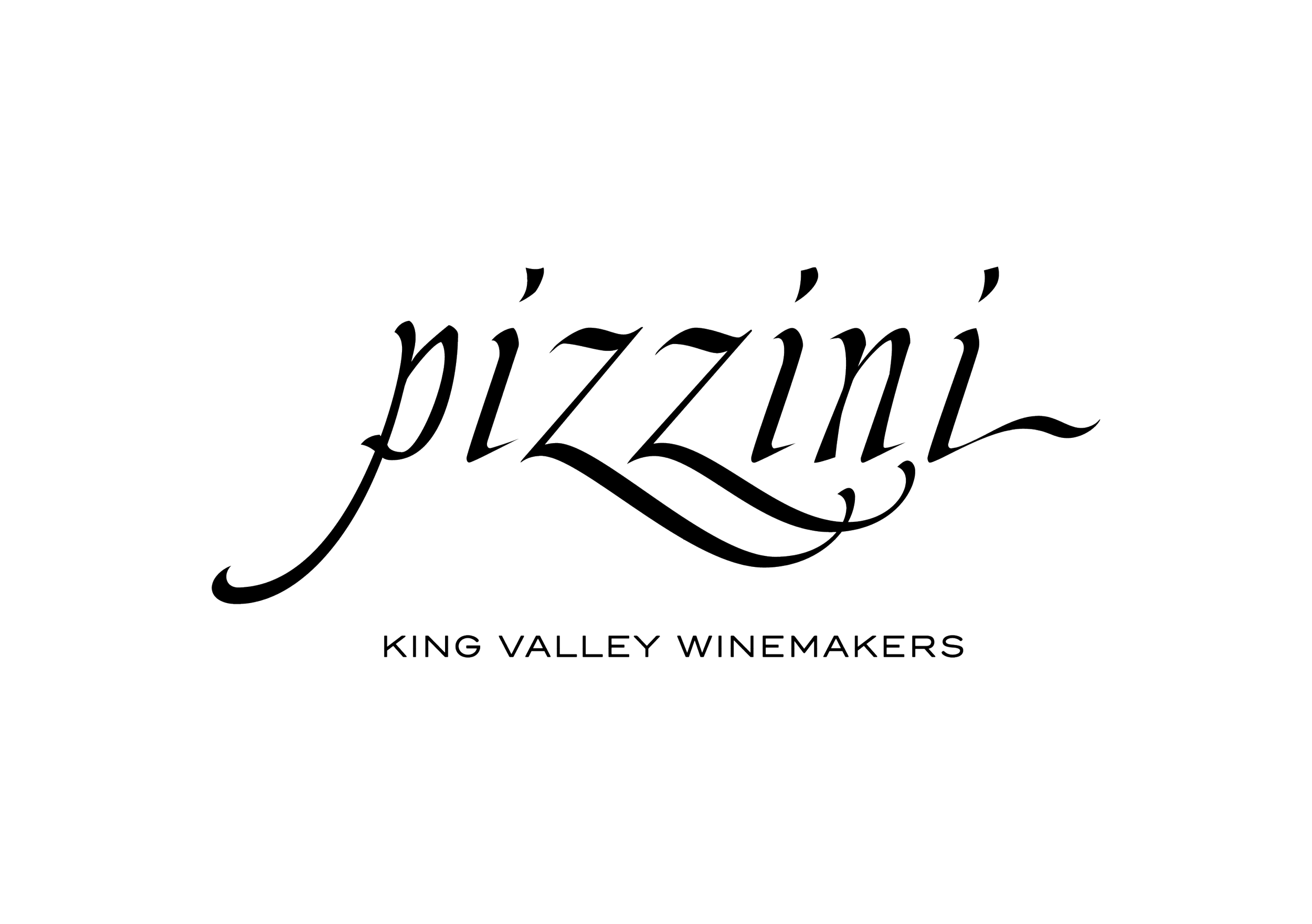 Logo for Pizzini, King Valley Winemakers, with stylized text.