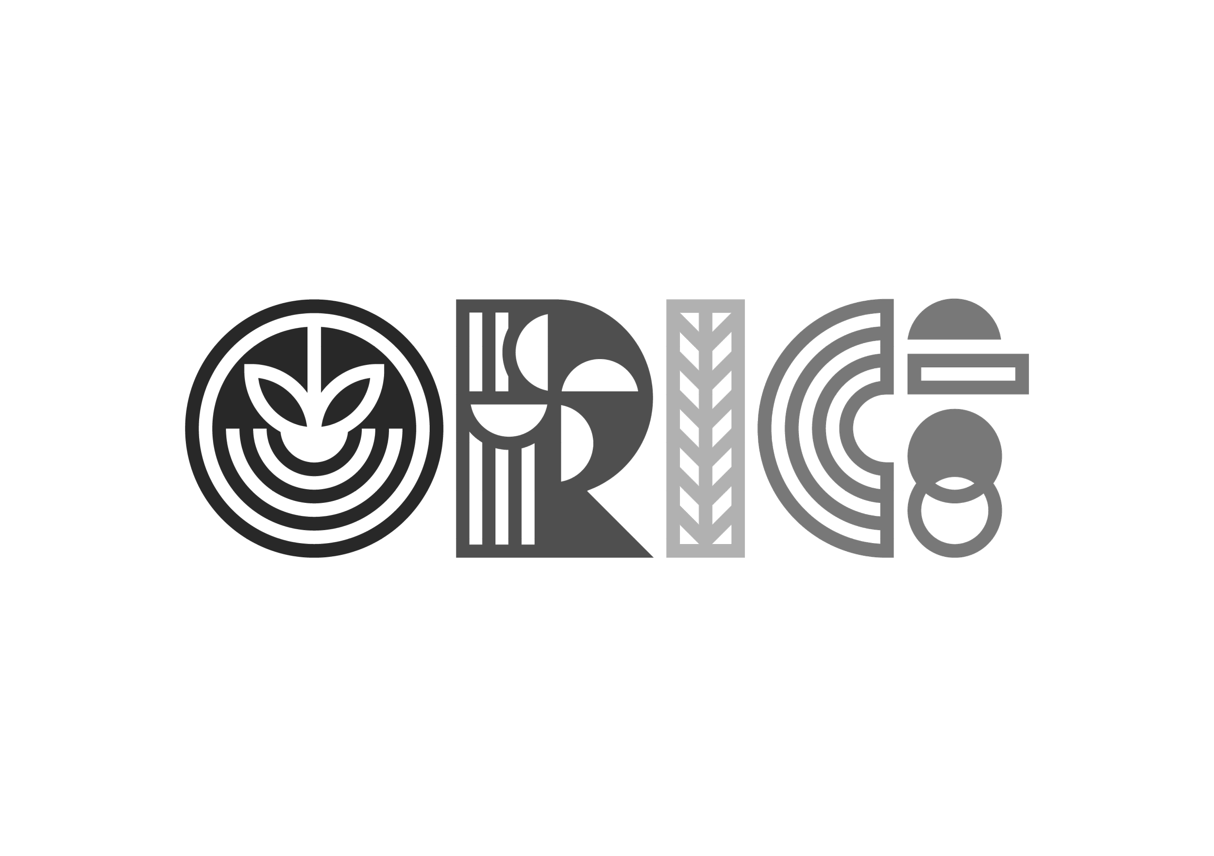 Stylized graphic spelling 'Organic' with eco-themed symbols in place of some letters, including a leaf, wheat, and circles.