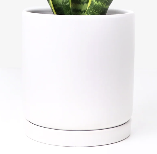 modern ceramic planter w/ saucer - 15"