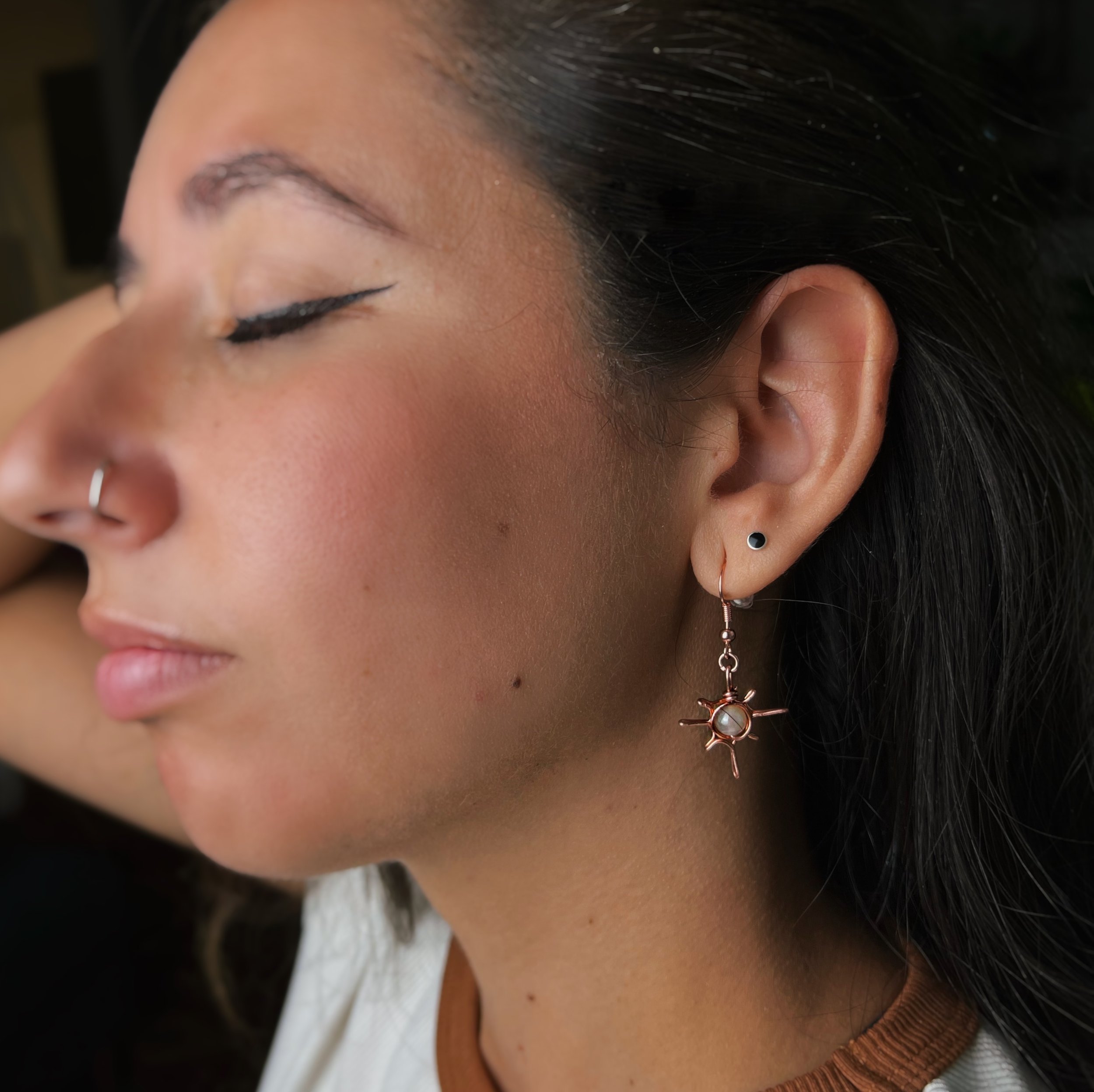 Copper Red Aventurine Sun Earrings Full View.jpg