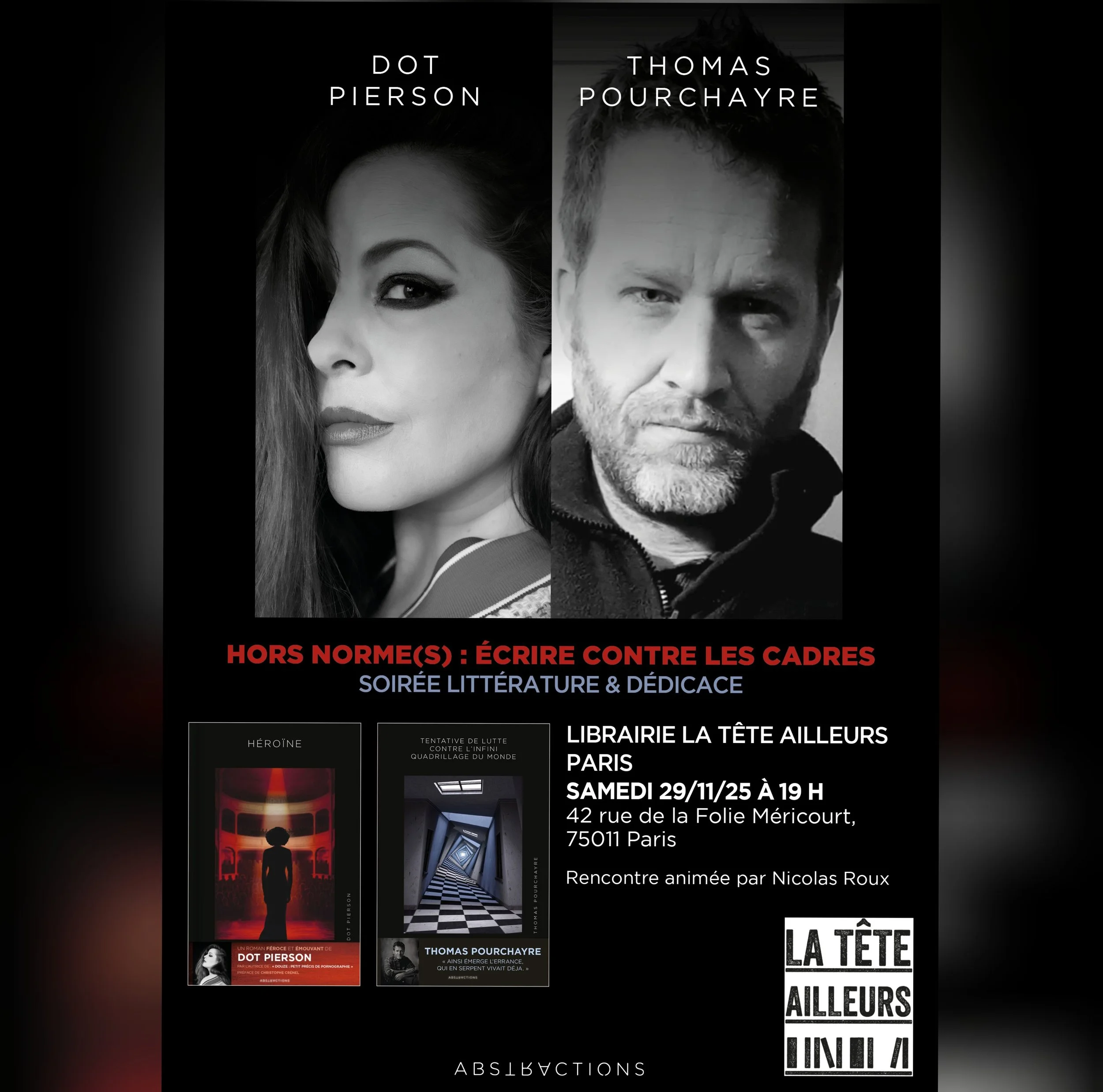 DOT PIERSON &amp; THOMAS POURCHAYRE - SOIRÉE LITTÉRATURE &amp; DÉDICACE - LIBRAIRIE LA TÊTE AILLEURS - PARIS