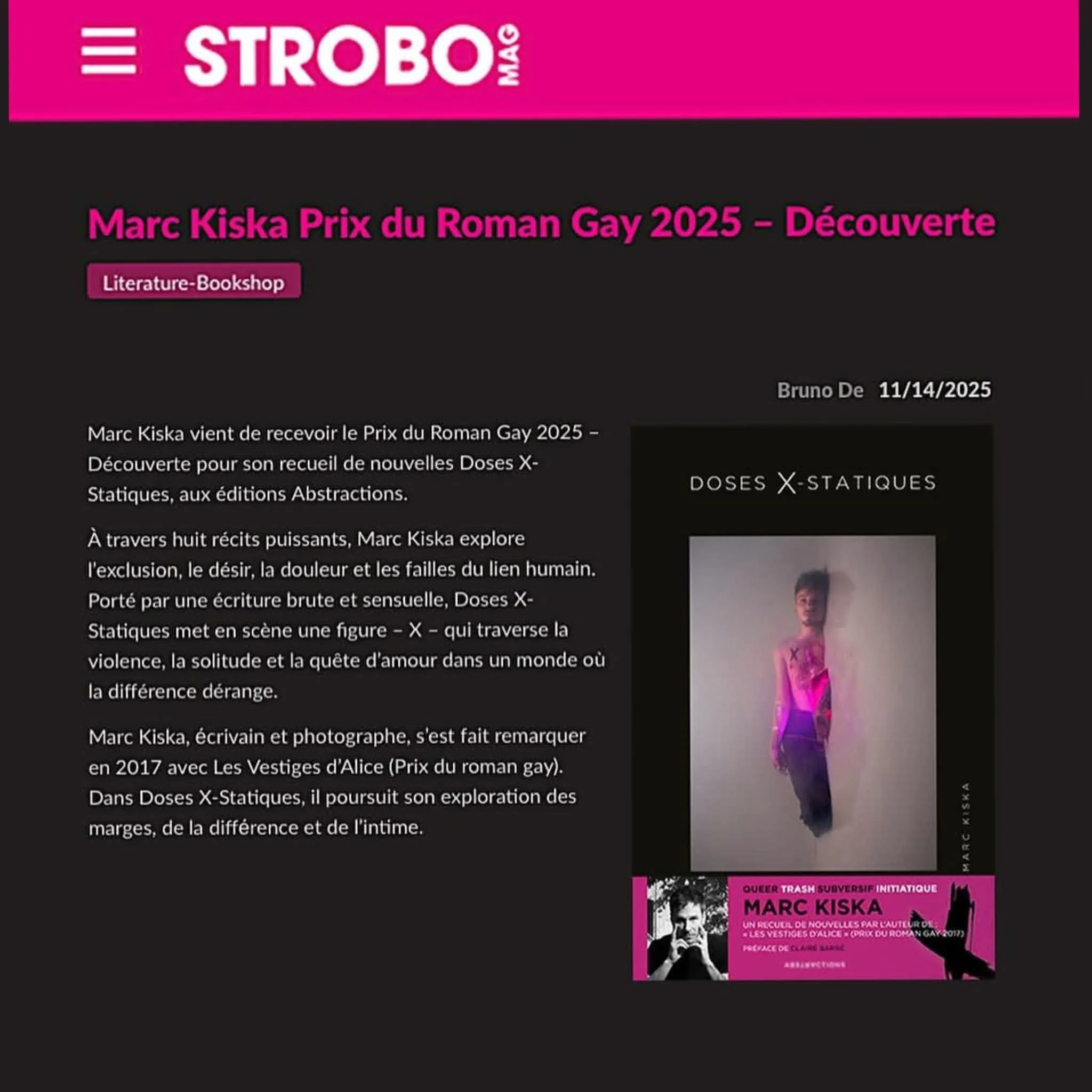 “DOSES X-STATIQUES” DE MARC KISKA - ARTICLE STROBO MAG
