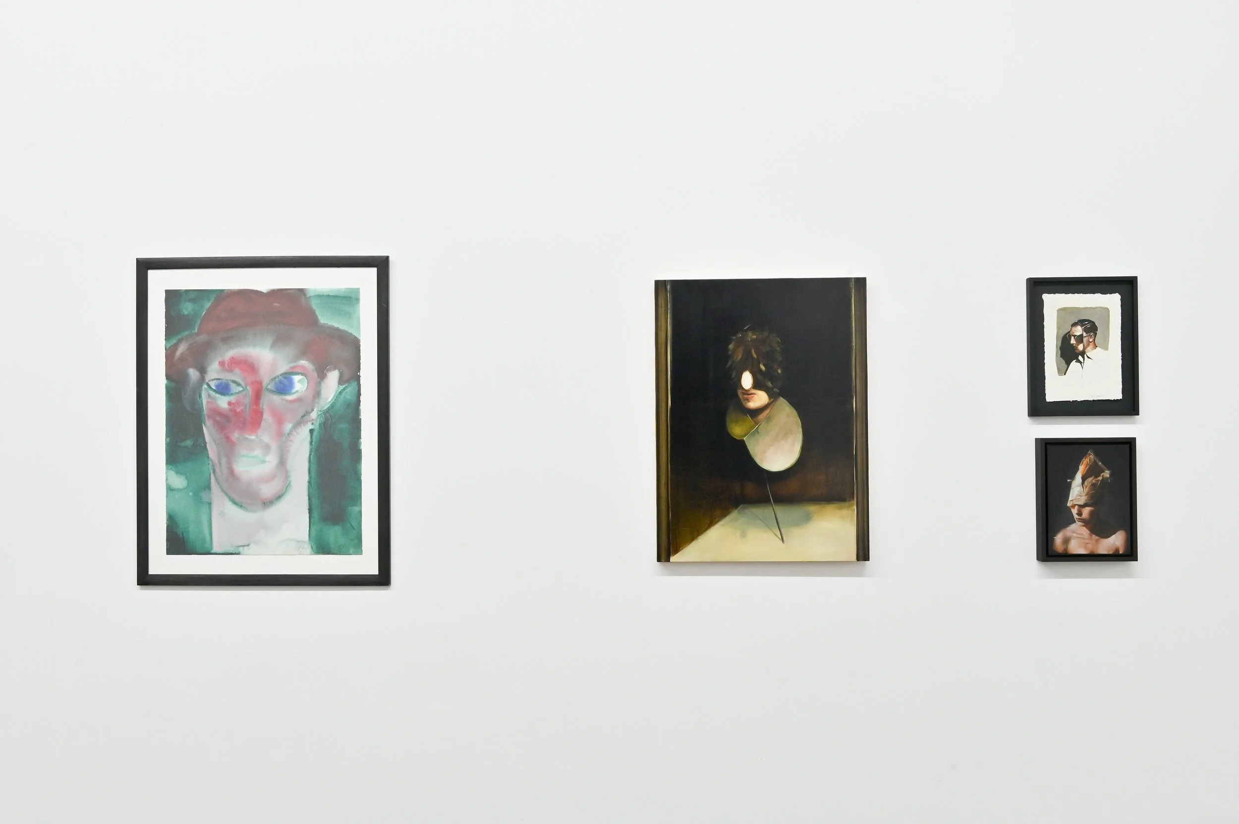 1) Rainer Fetting, Man mit Hut (Rot und Grün), 1989, Foto: Michael Lüder; courtesy of the Artist. 2) Benedikt Hipp, The Milky Nose,  2013, Foto: Michael Lüder; © VG Bild-Kunst, Bonn 2025. 3) Radu Belcin, Ohne Titel, ohne Datum, Foto: Michael Lüder; c